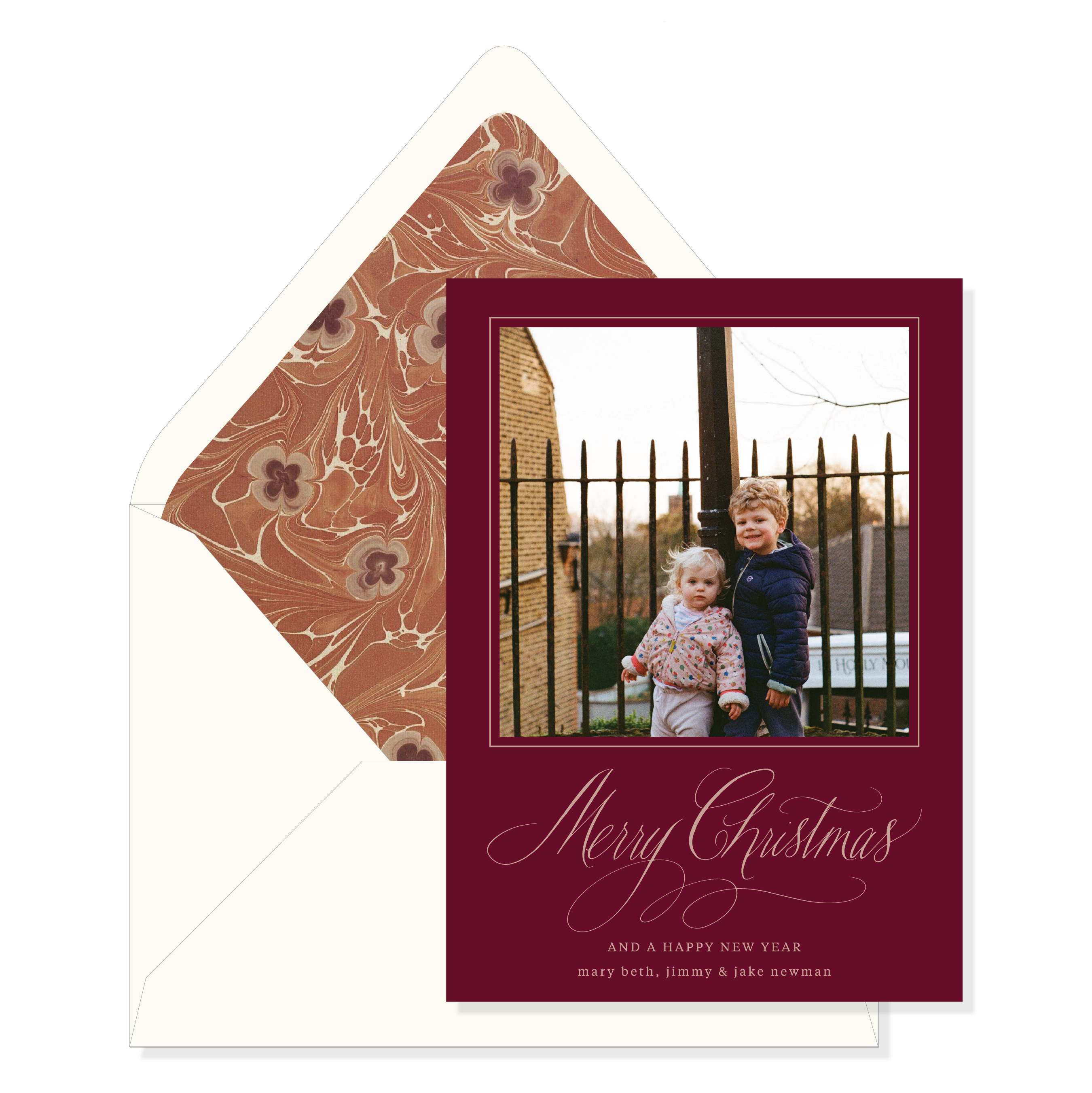 Carlotta Marbled Classic Printed Holiday Card