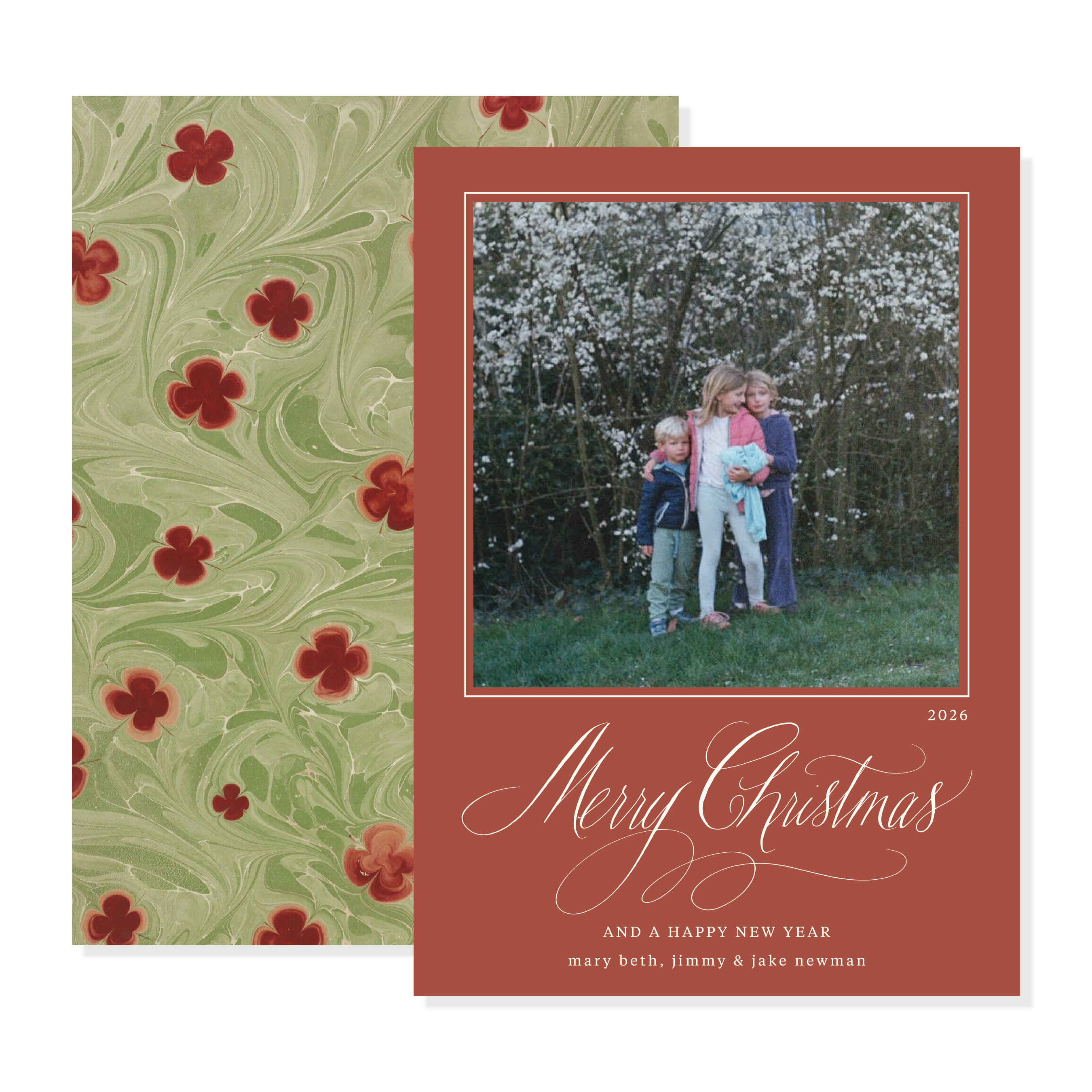 Simone Marbled Classic Printed Holiday Card
