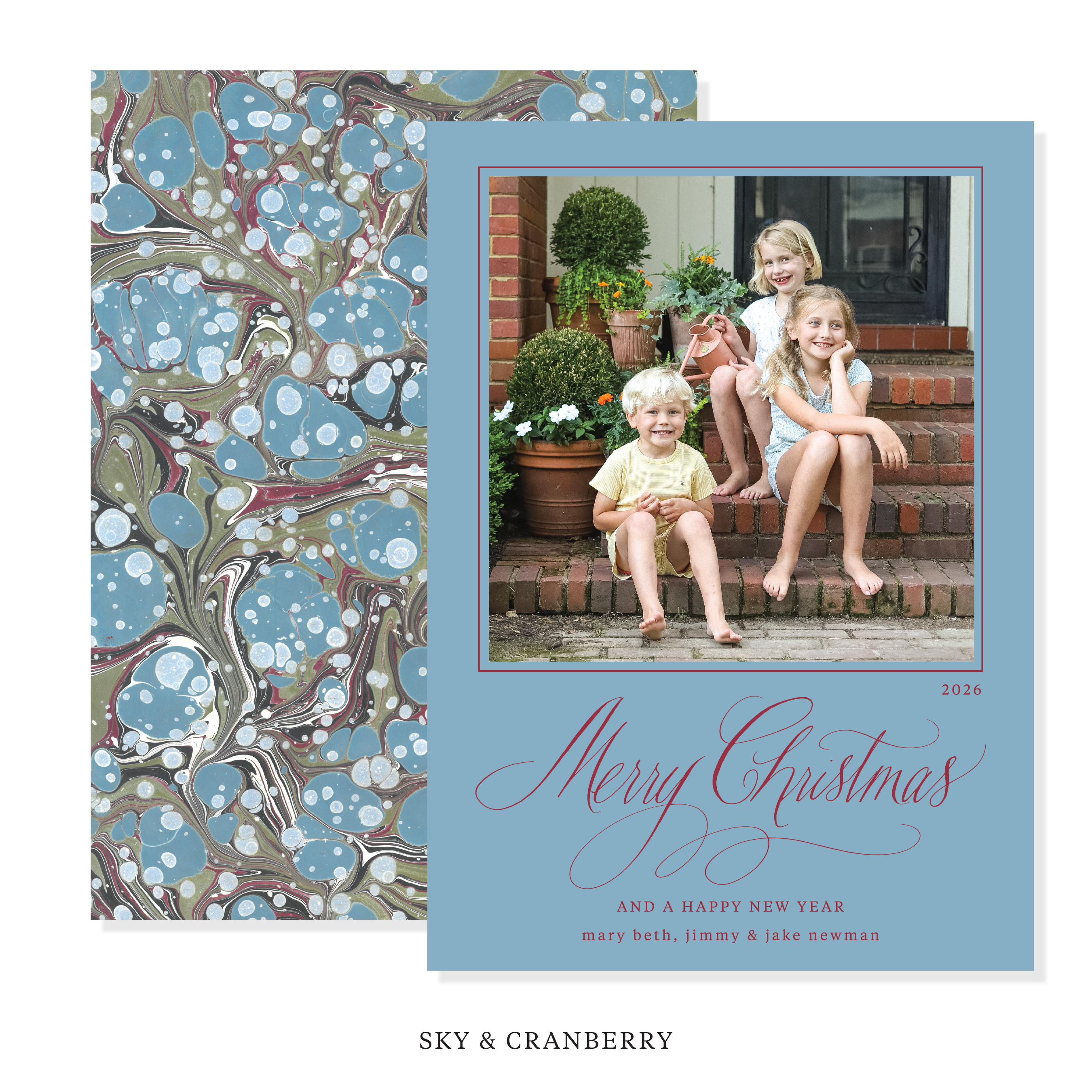 Celeste Marbled Classic Printed Holiday Card
