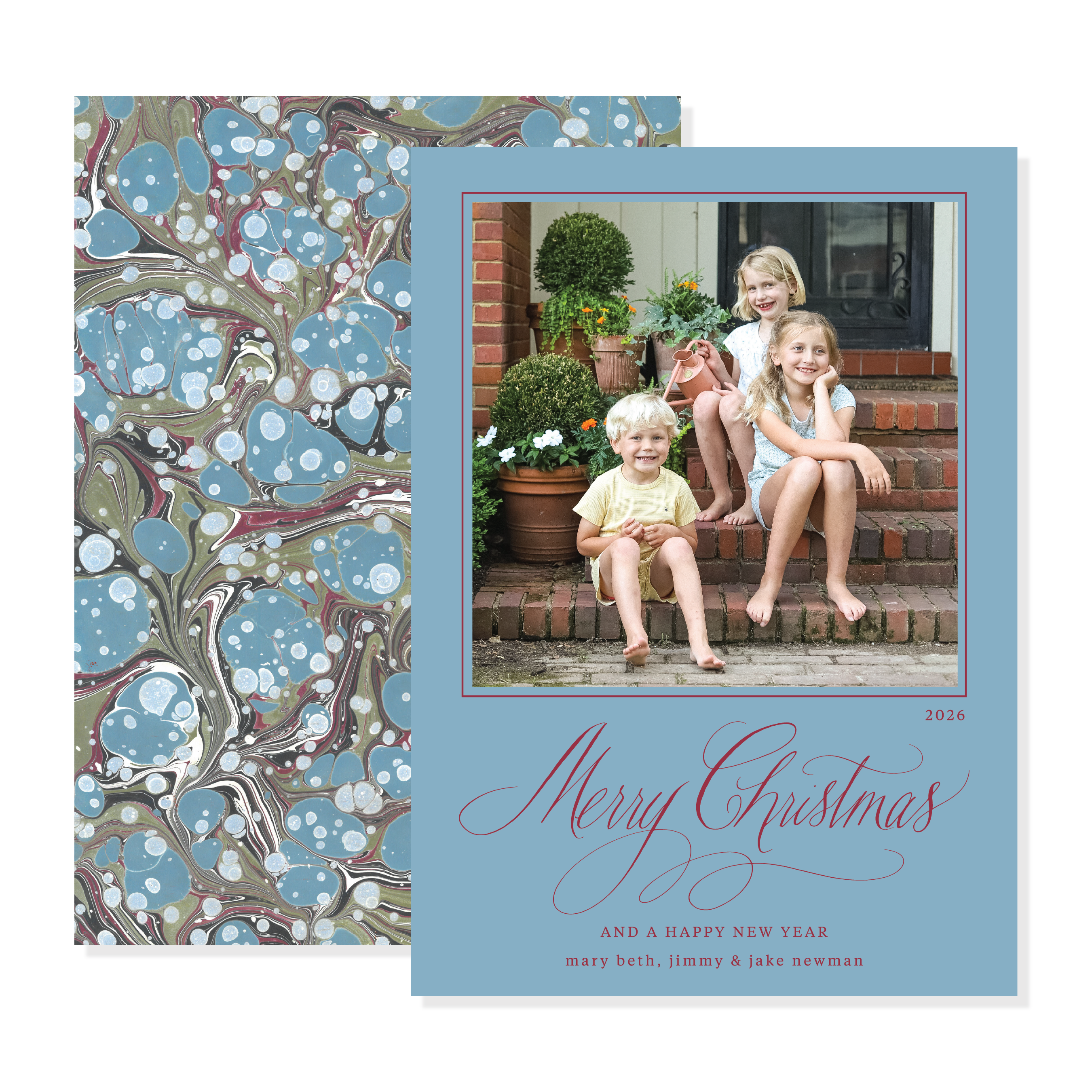 Celeste Marbled Classic Printed Holiday Card