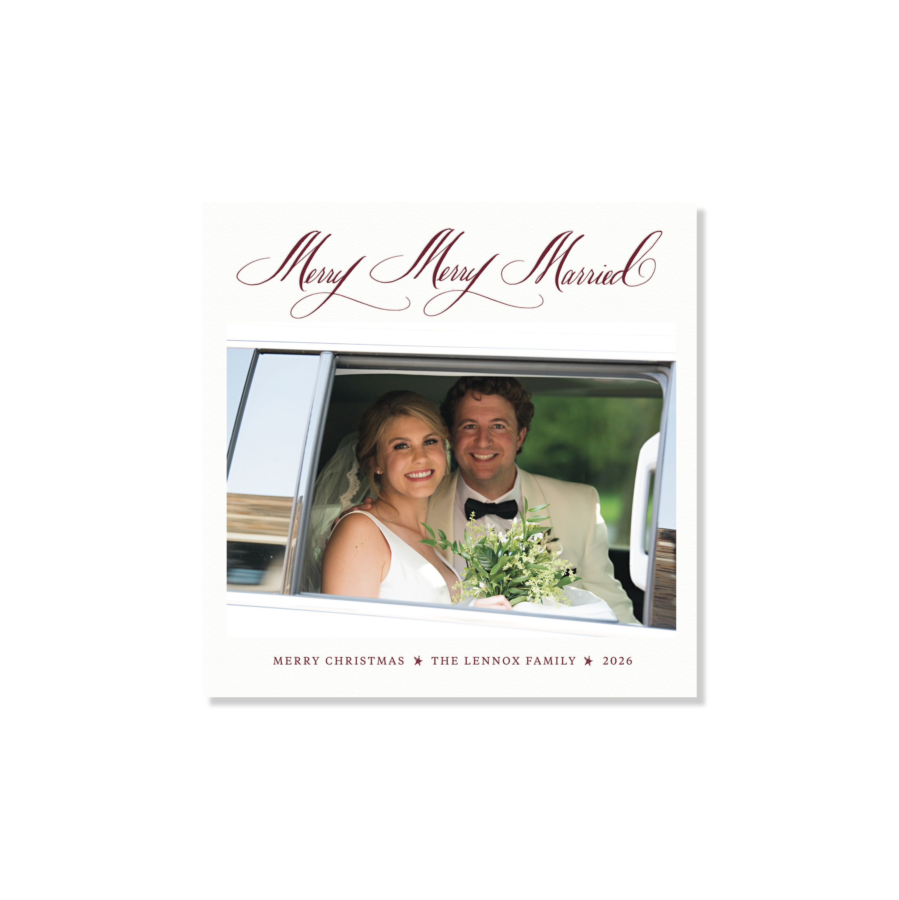 Lennox Letterpress Holiday Card, Small Square (White Paper)
