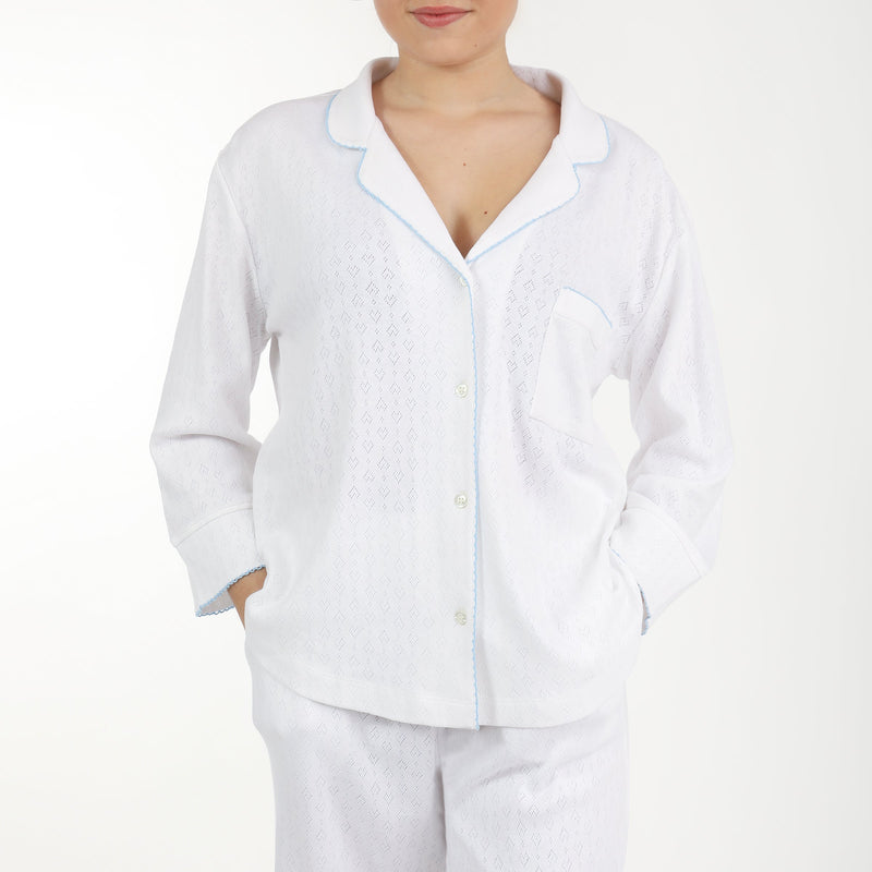 Liza Pointelle Cotton Long Pajamas