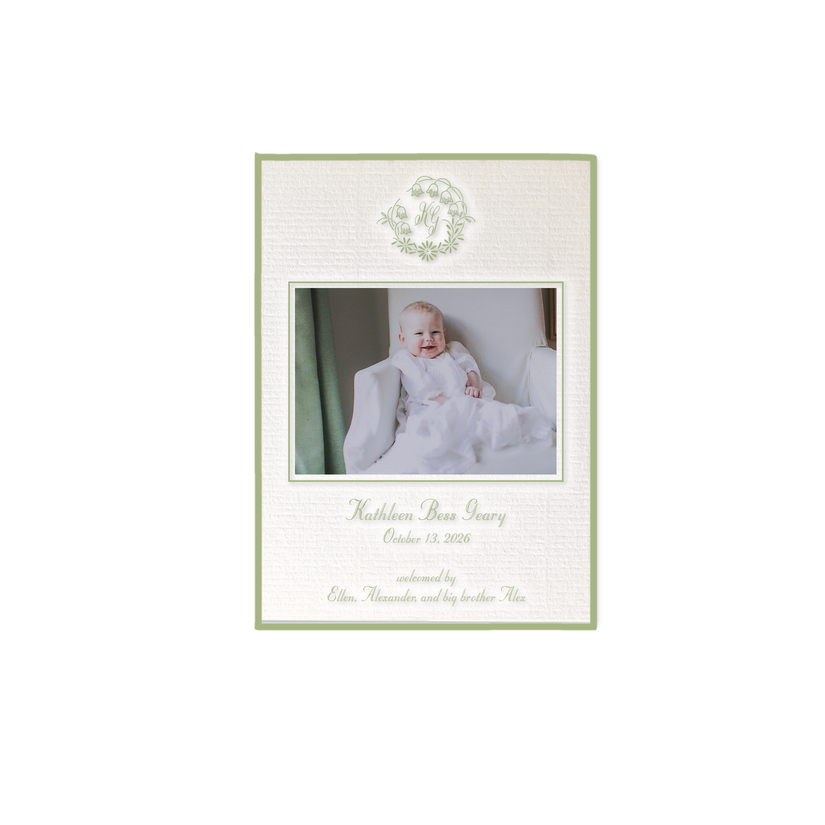 Mayfair Motif Photo Birth Announcement