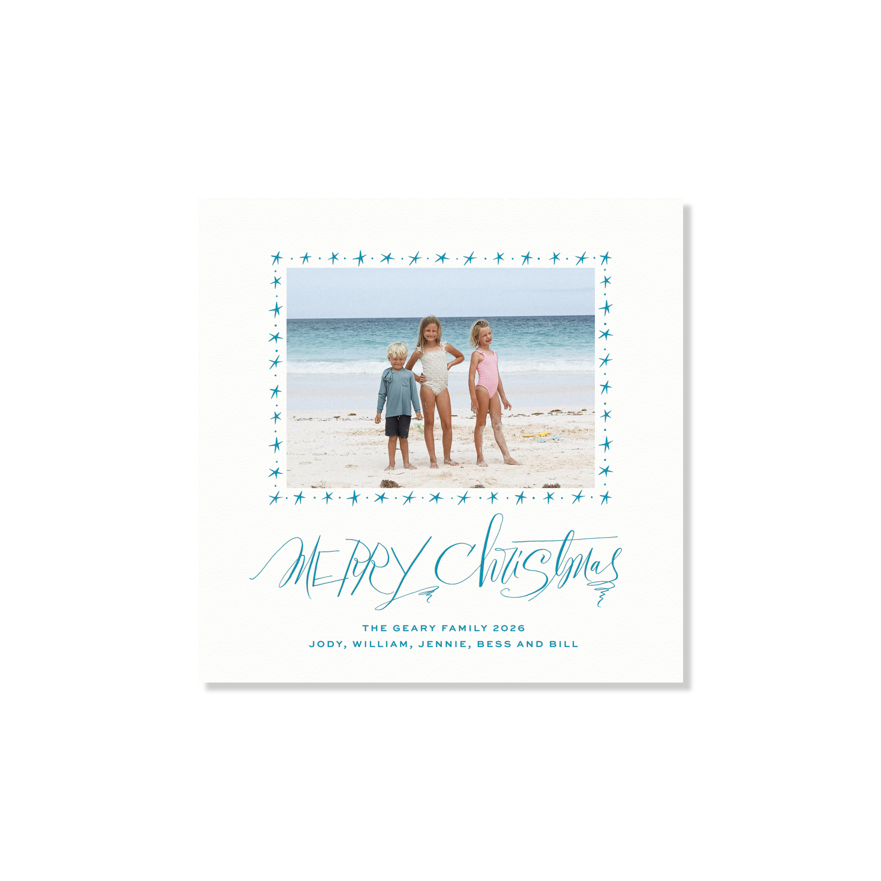 Merritt Letterpress Holiday Card, Small Square (White Paper)