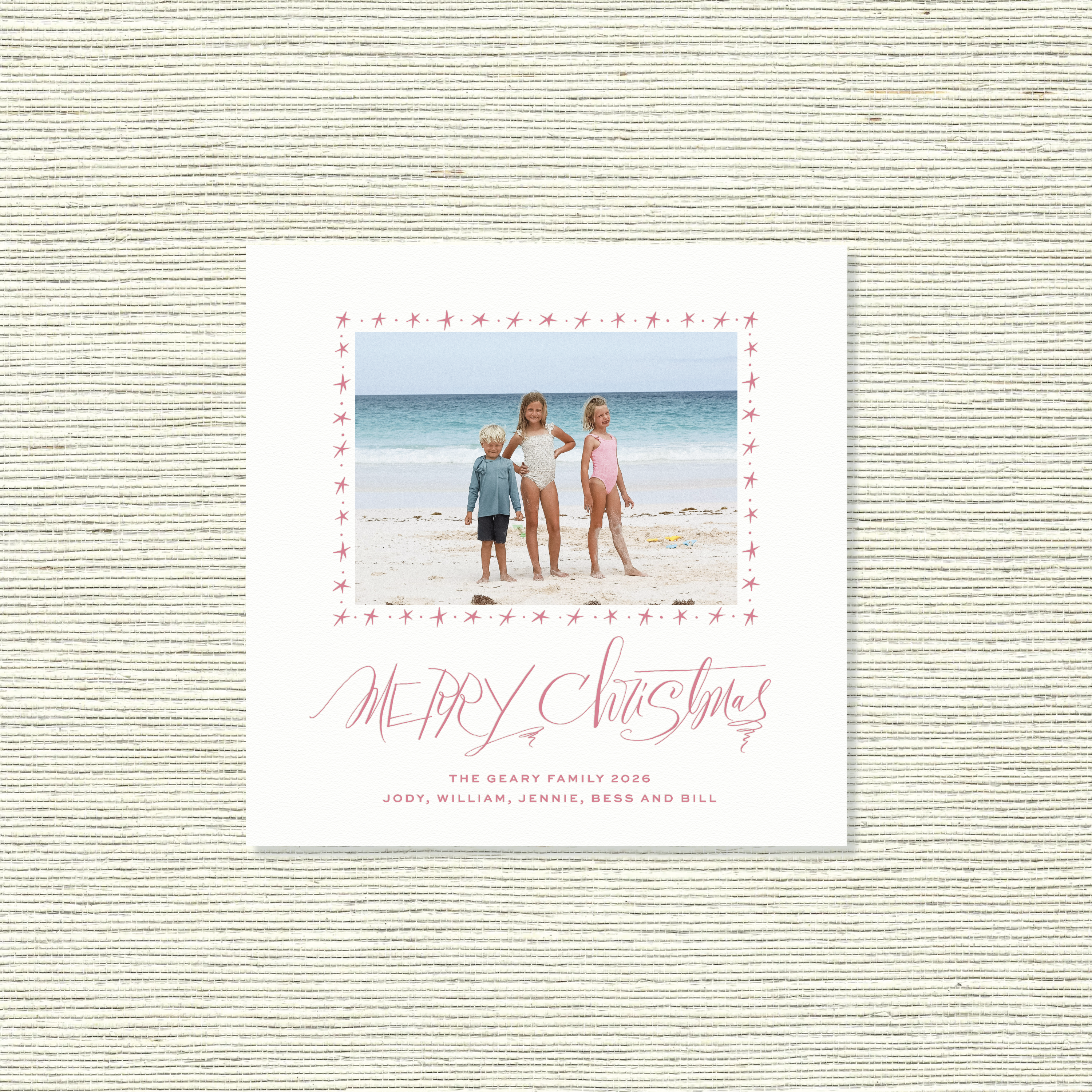 Merritt Letterpress Holiday Card, Small Square (White Paper)