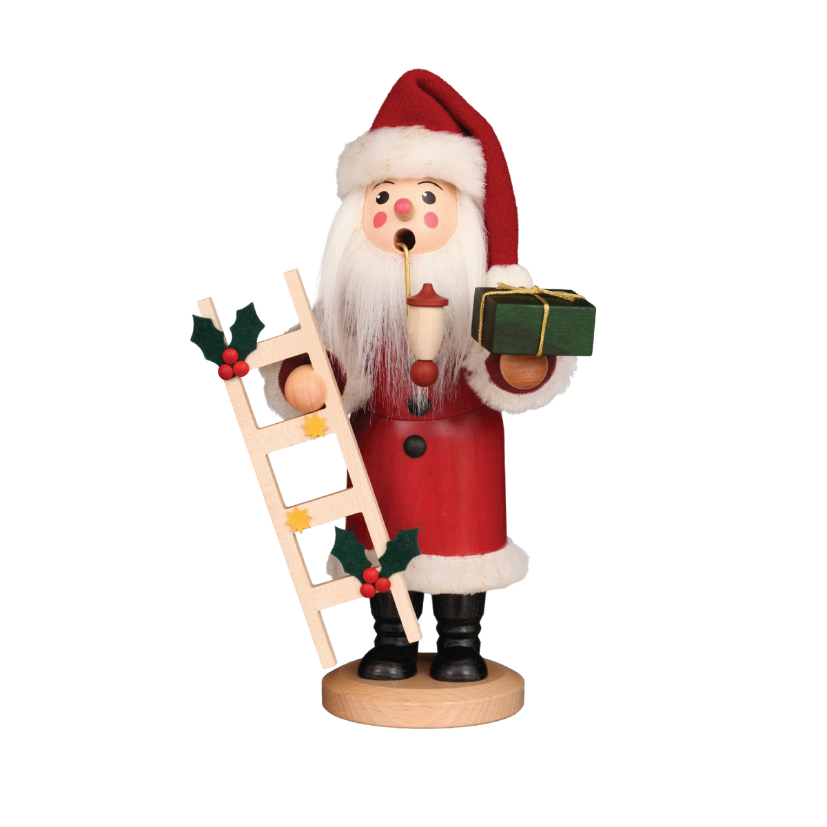 Merry Old Saint Nick traditional German wooden Santa Christmas incense smoker with festive holiday details