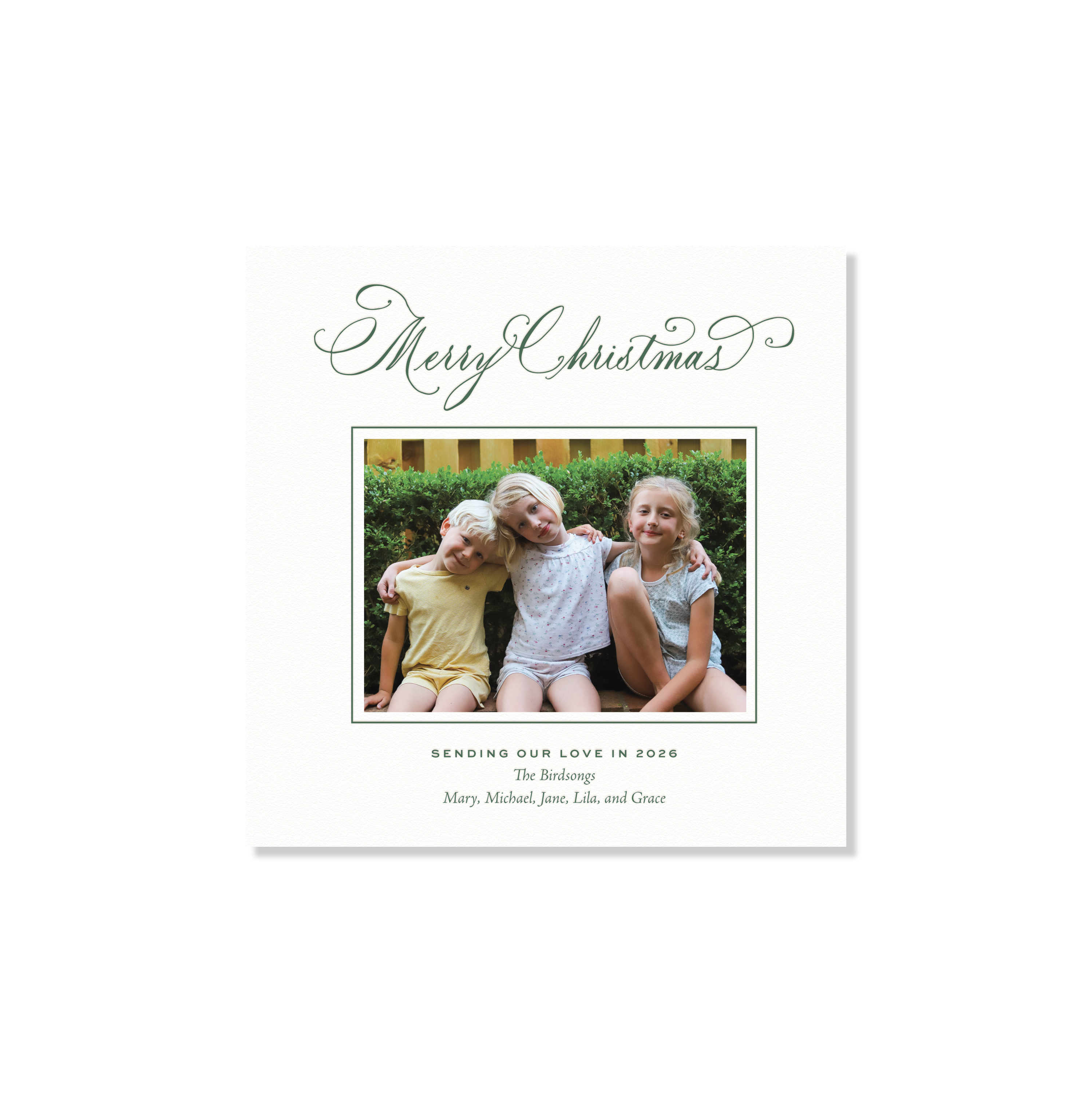 Middleton Letterpress Holiday Card, Small Square (White Paper)