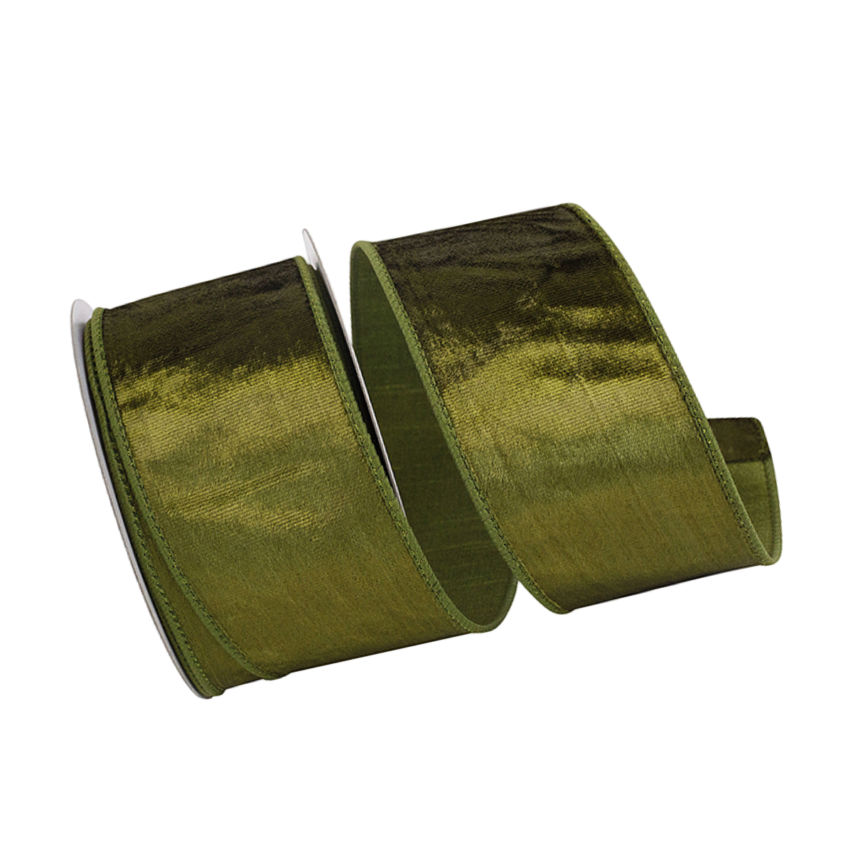 Olive green vintage velvet wired ribbon for holiday decorating