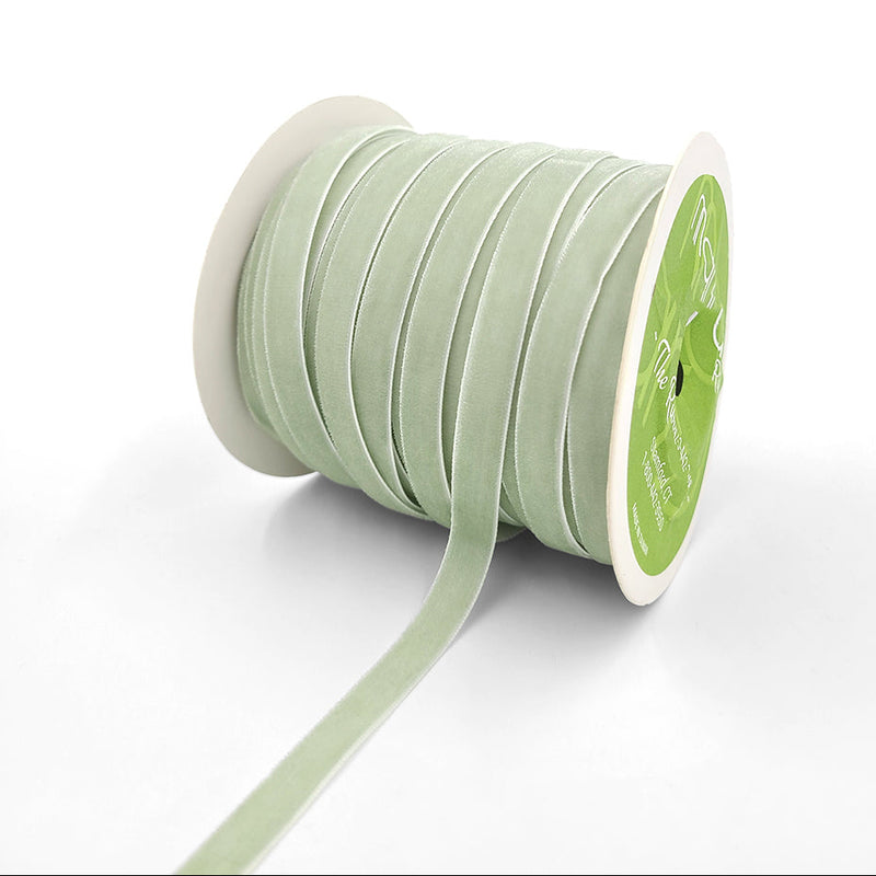 3/8" Jadite Green Velvet Ribbon