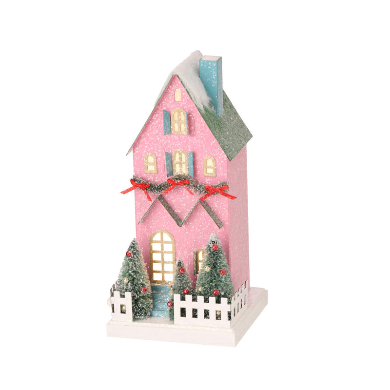 Sugar Plum Pink Cottage Christmas Village House