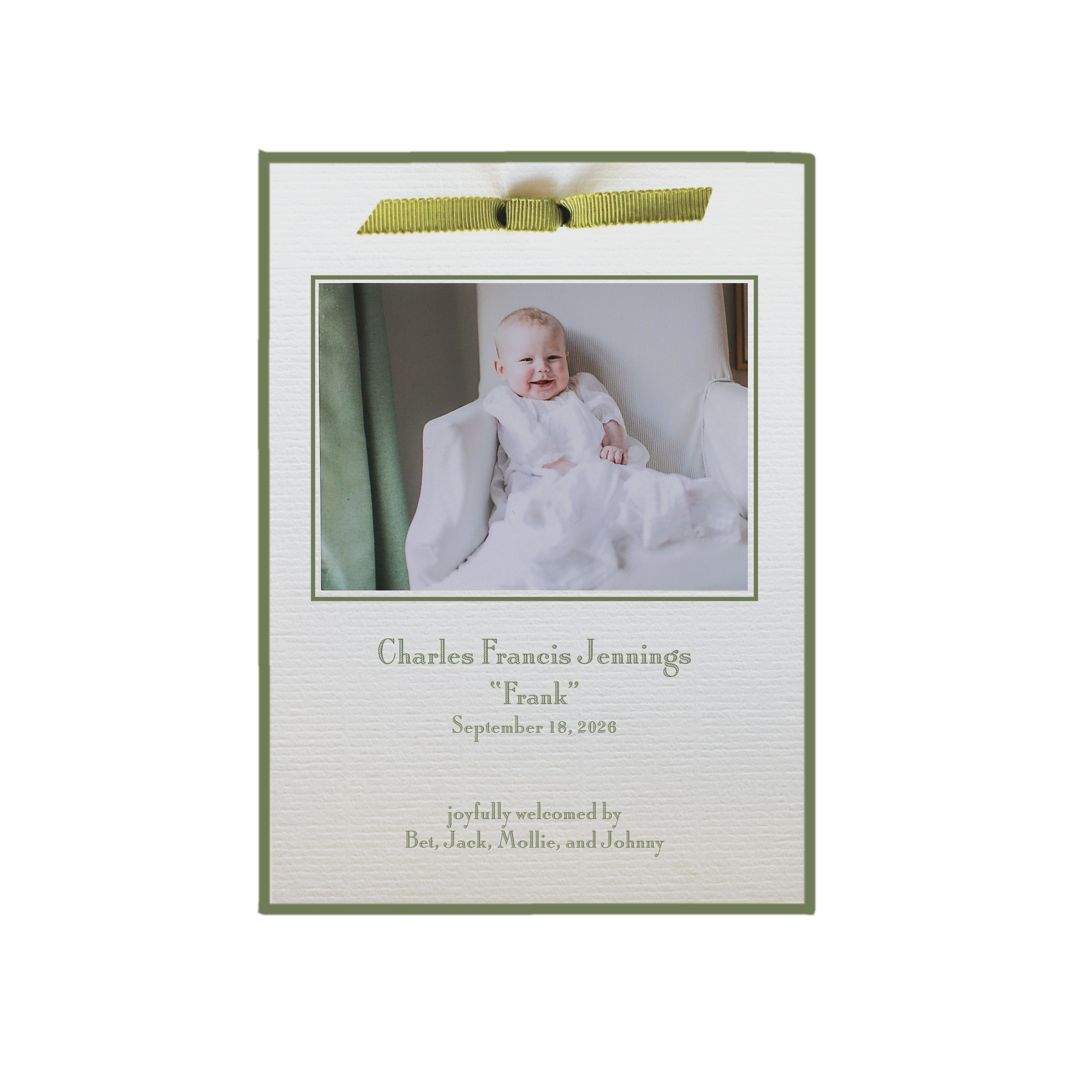 Cambridge Ribbon Photo Birth Announcement
