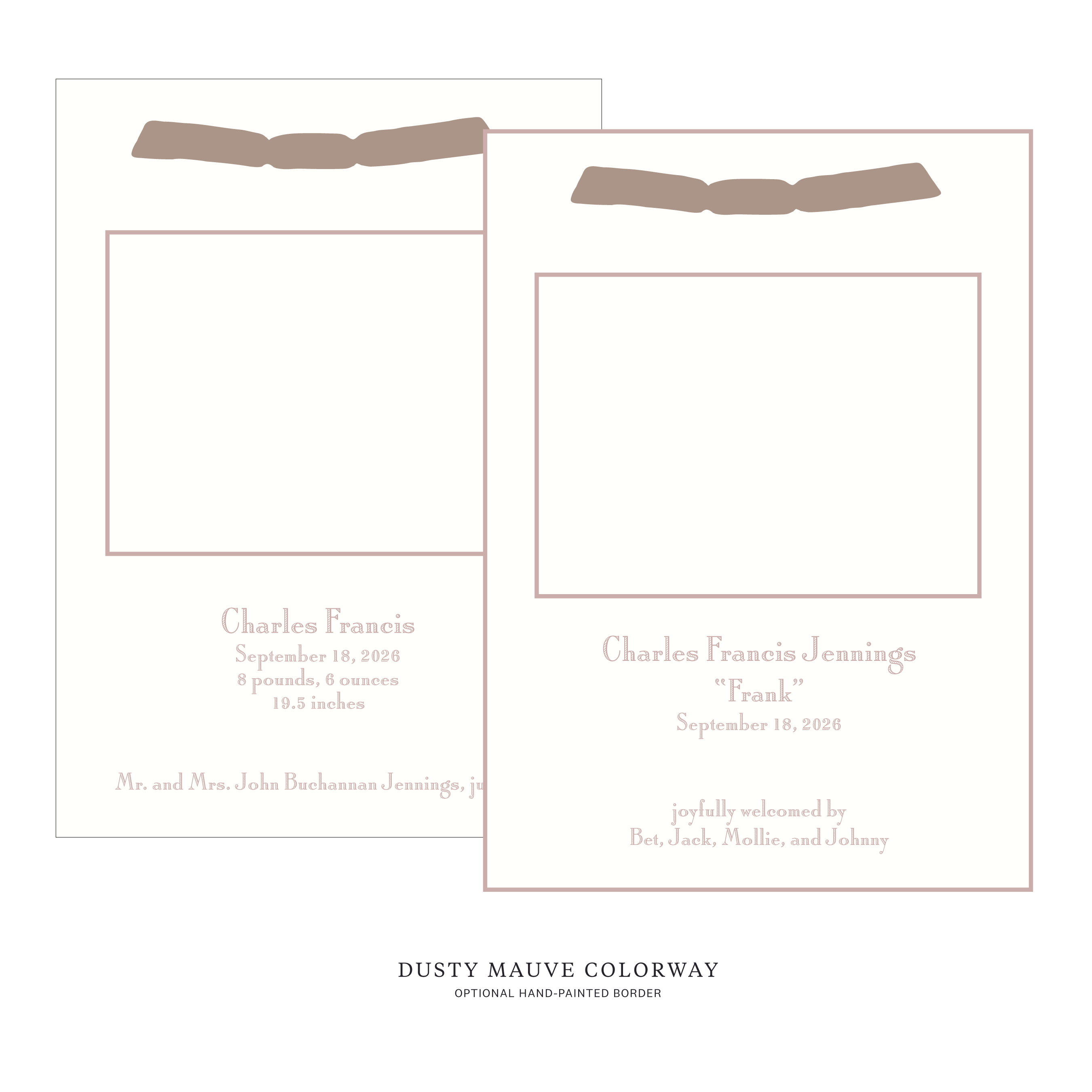Cambridge Ribbon Photo Birth Announcement