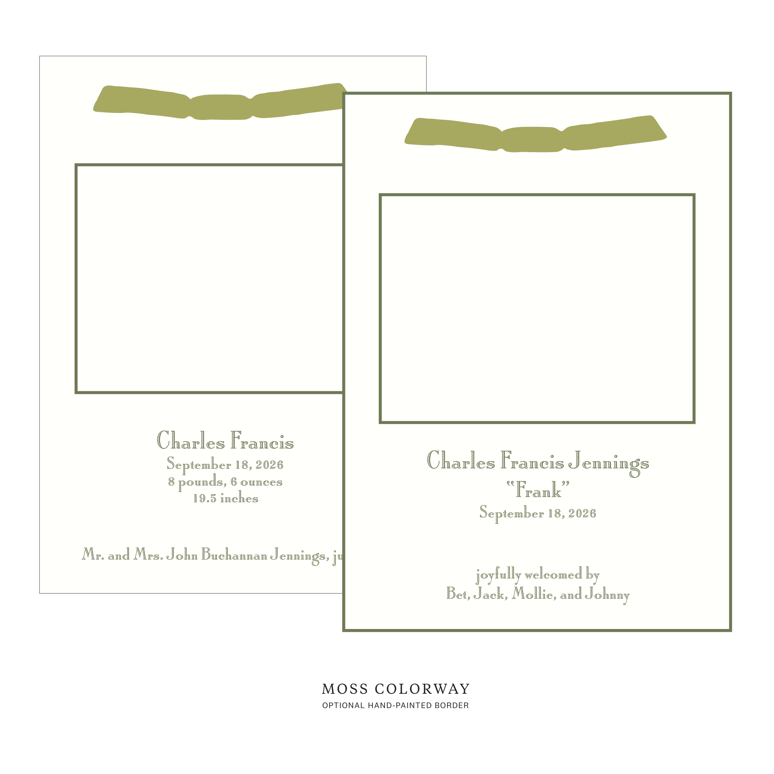 Cambridge Ribbon Photo Birth Announcement