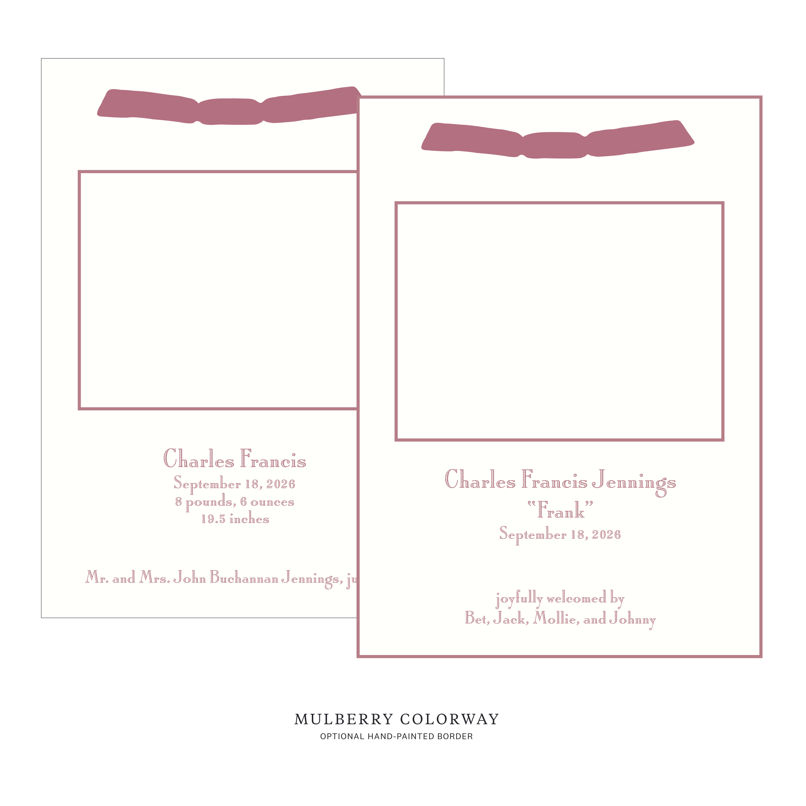 Cambridge Ribbon Photo Birth Announcement