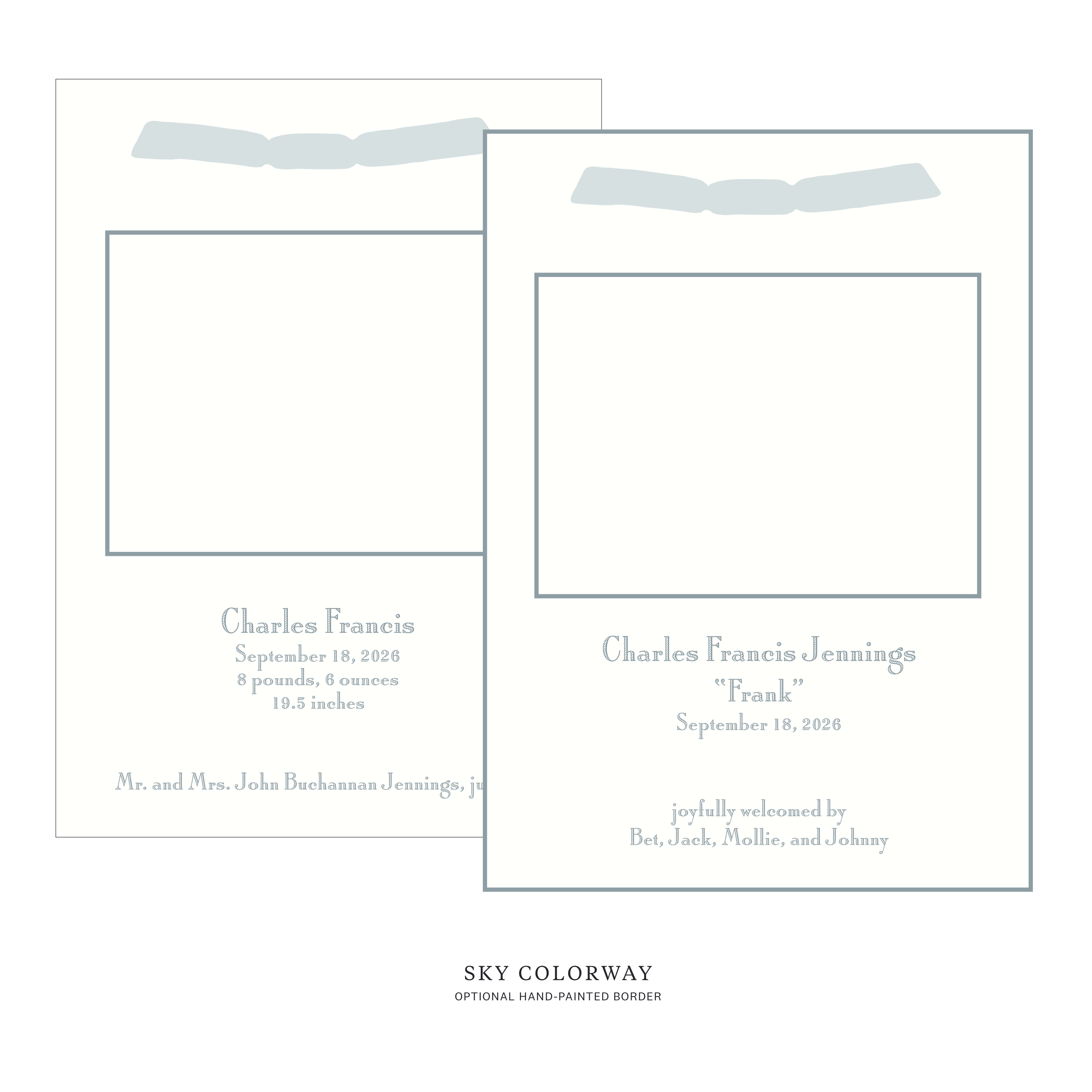 Cambridge Ribbon Photo Birth Announcement