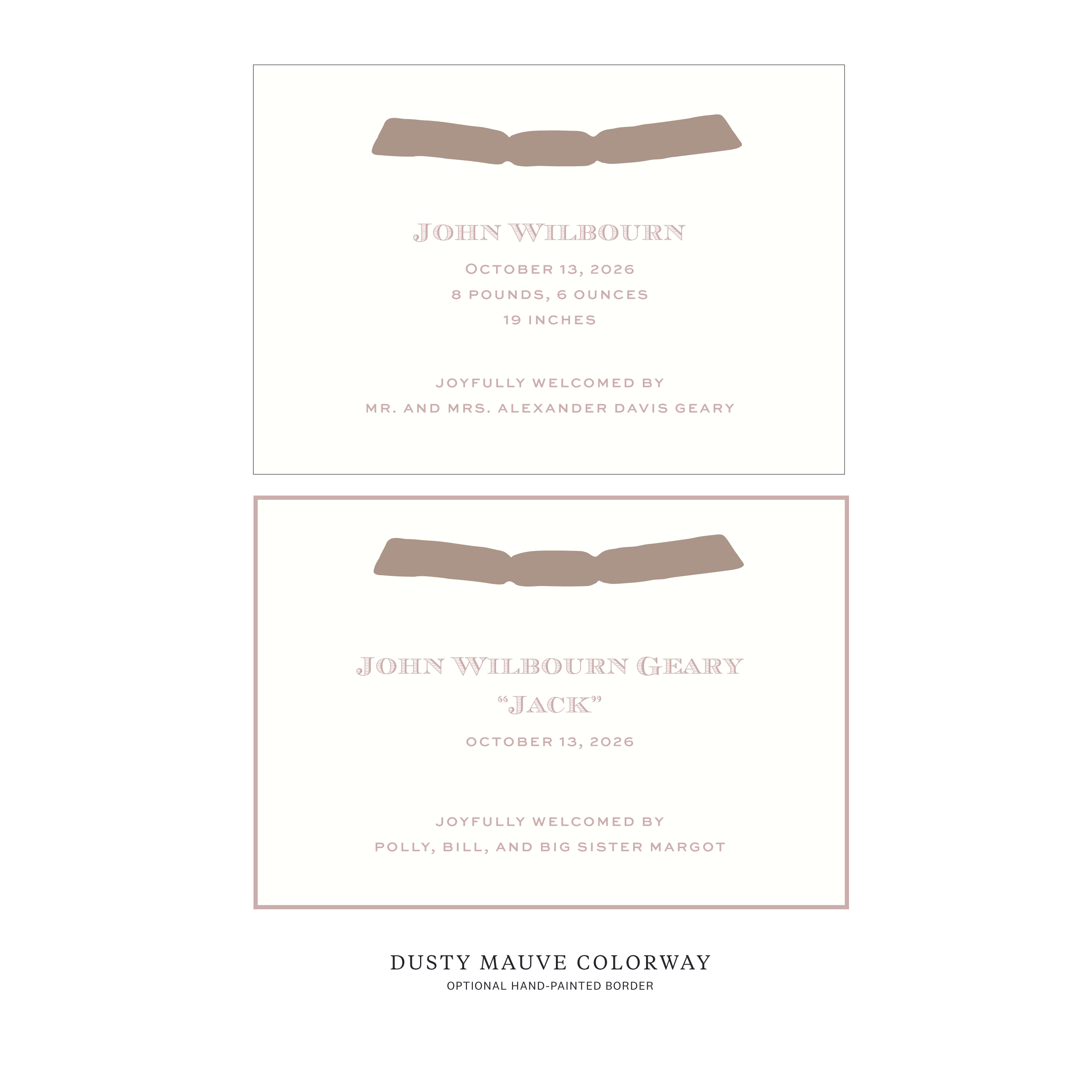 Heath Ribbon Birth Announcement