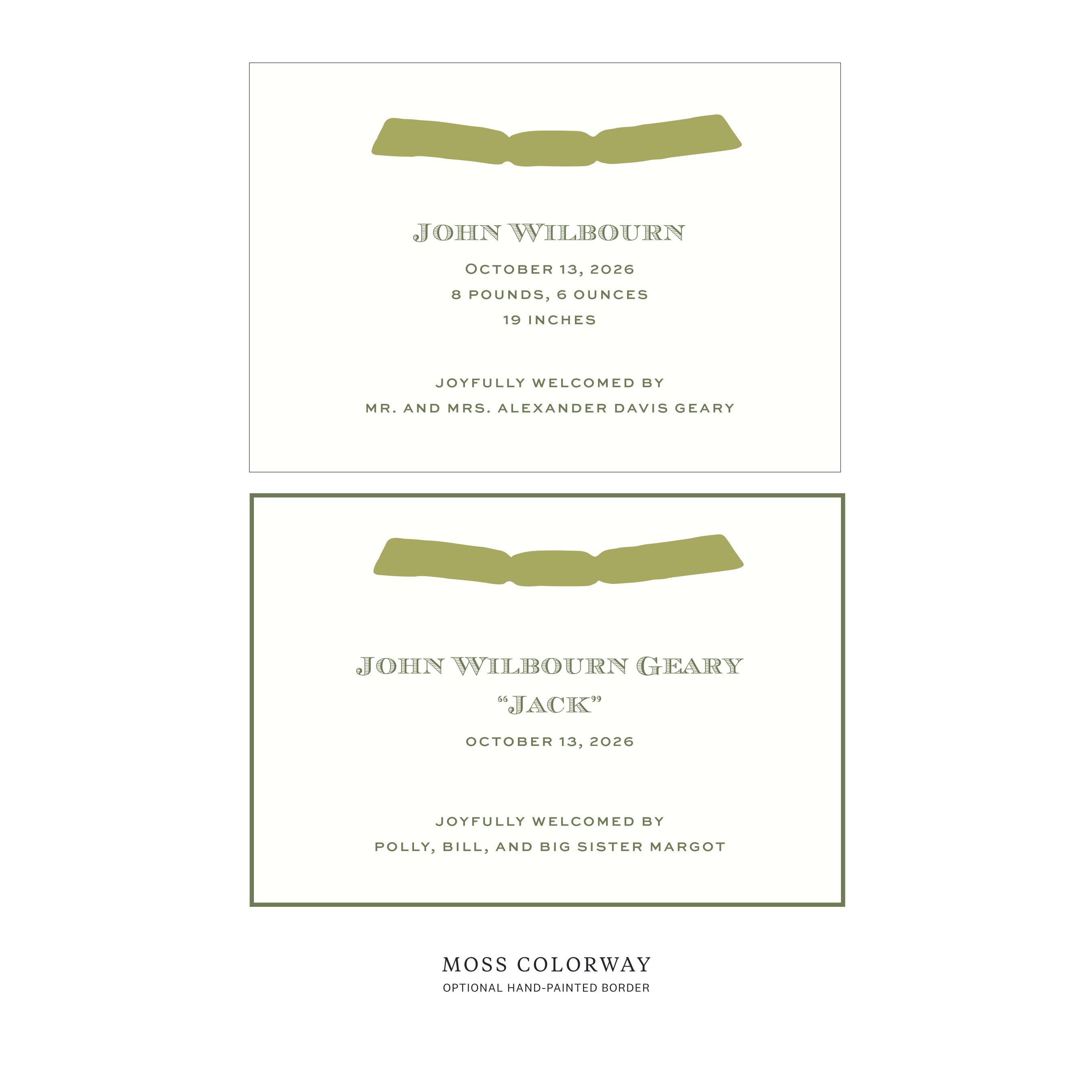 Heath Ribbon Birth Announcement