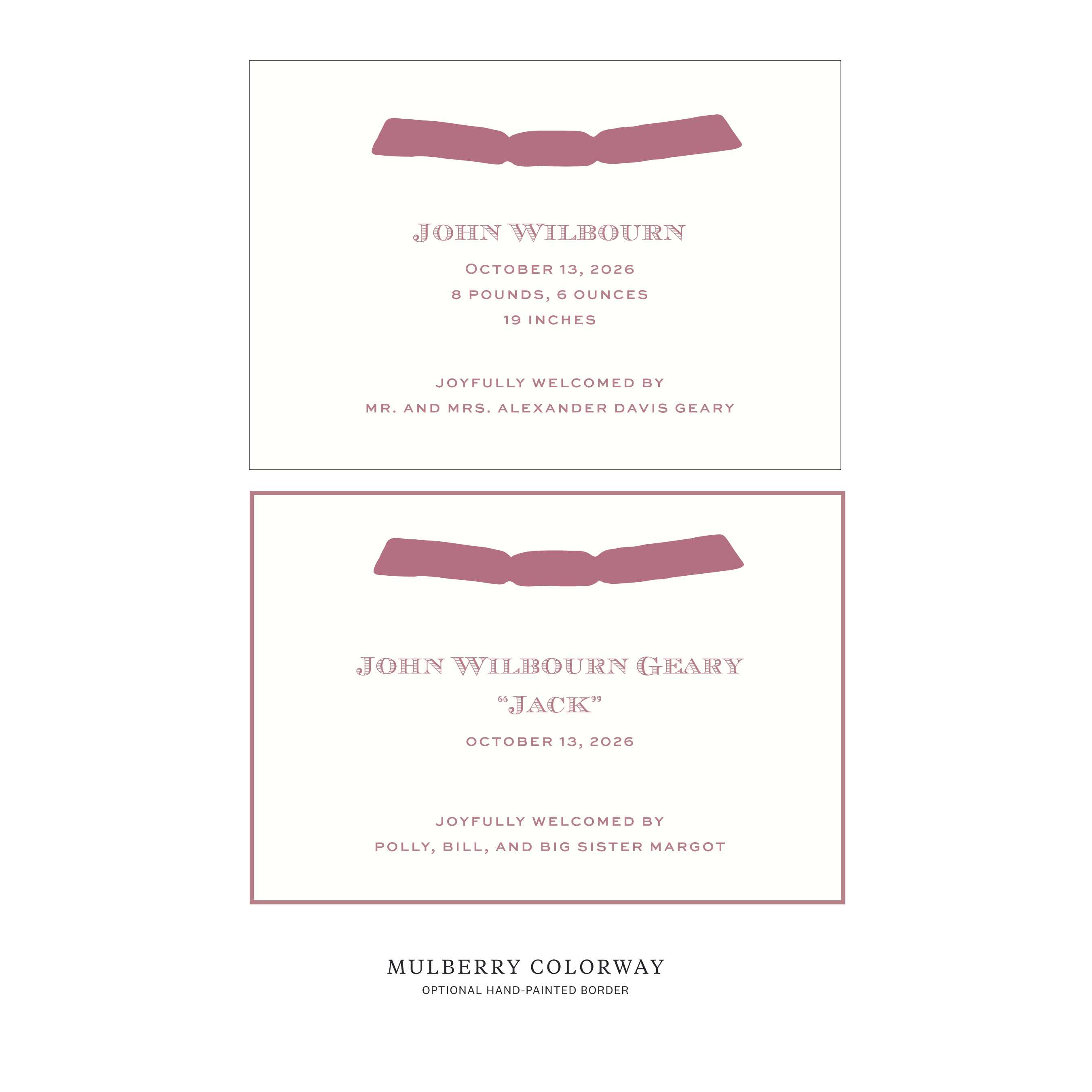 Heath Ribbon Birth Announcement