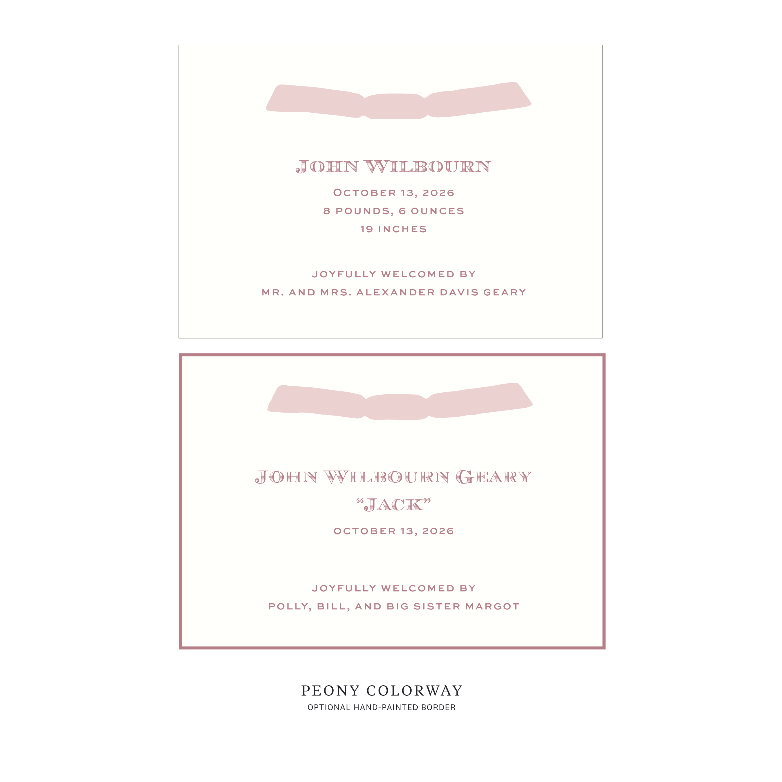 Heath Ribbon Birth Announcement