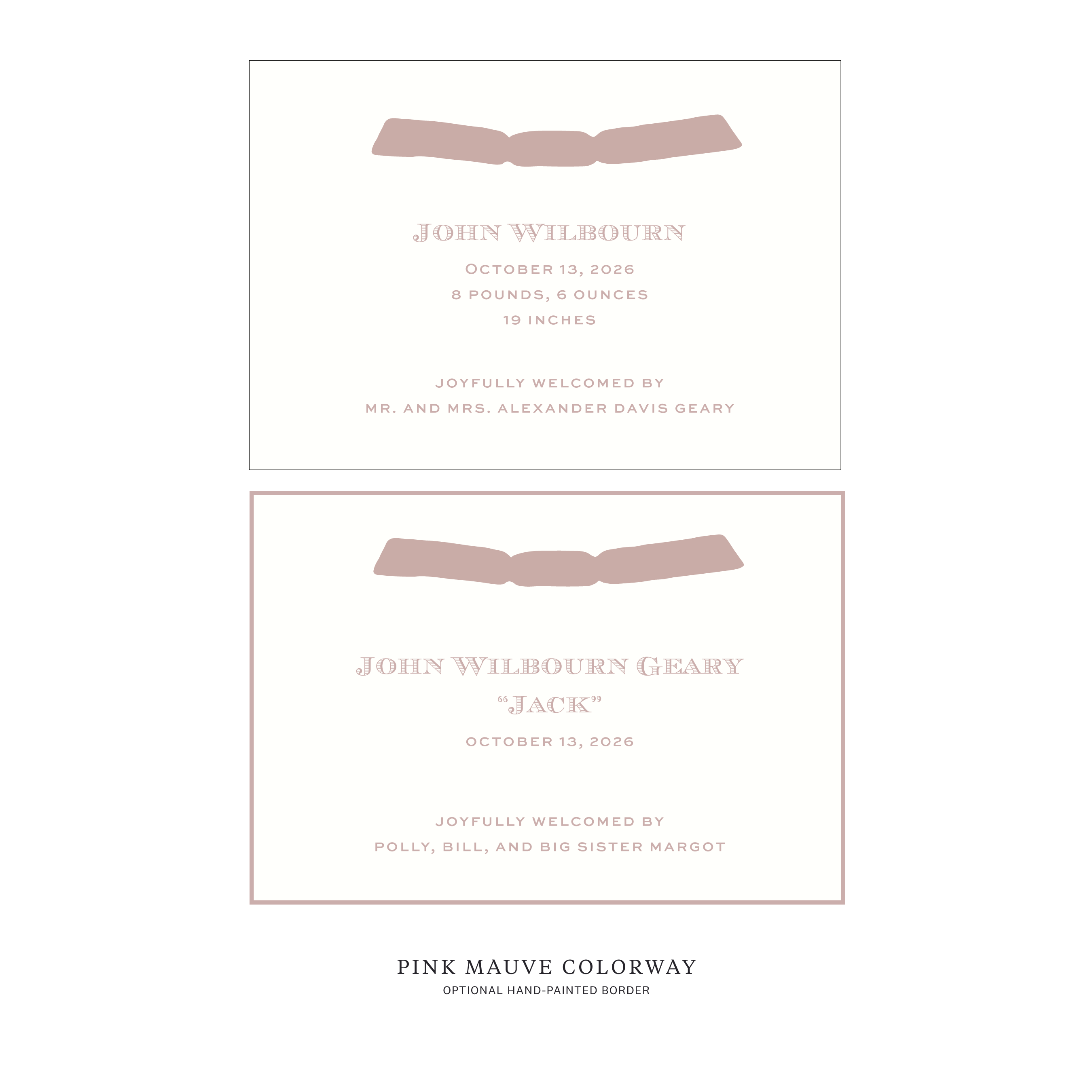 Heath Ribbon Birth Announcement