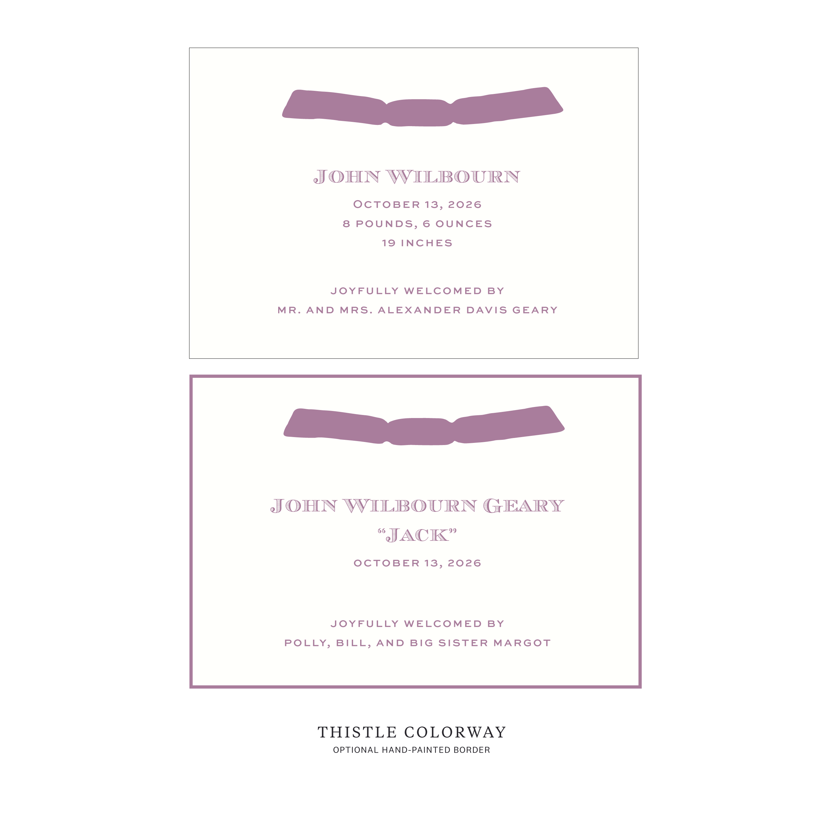 Heath Ribbon Birth Announcement