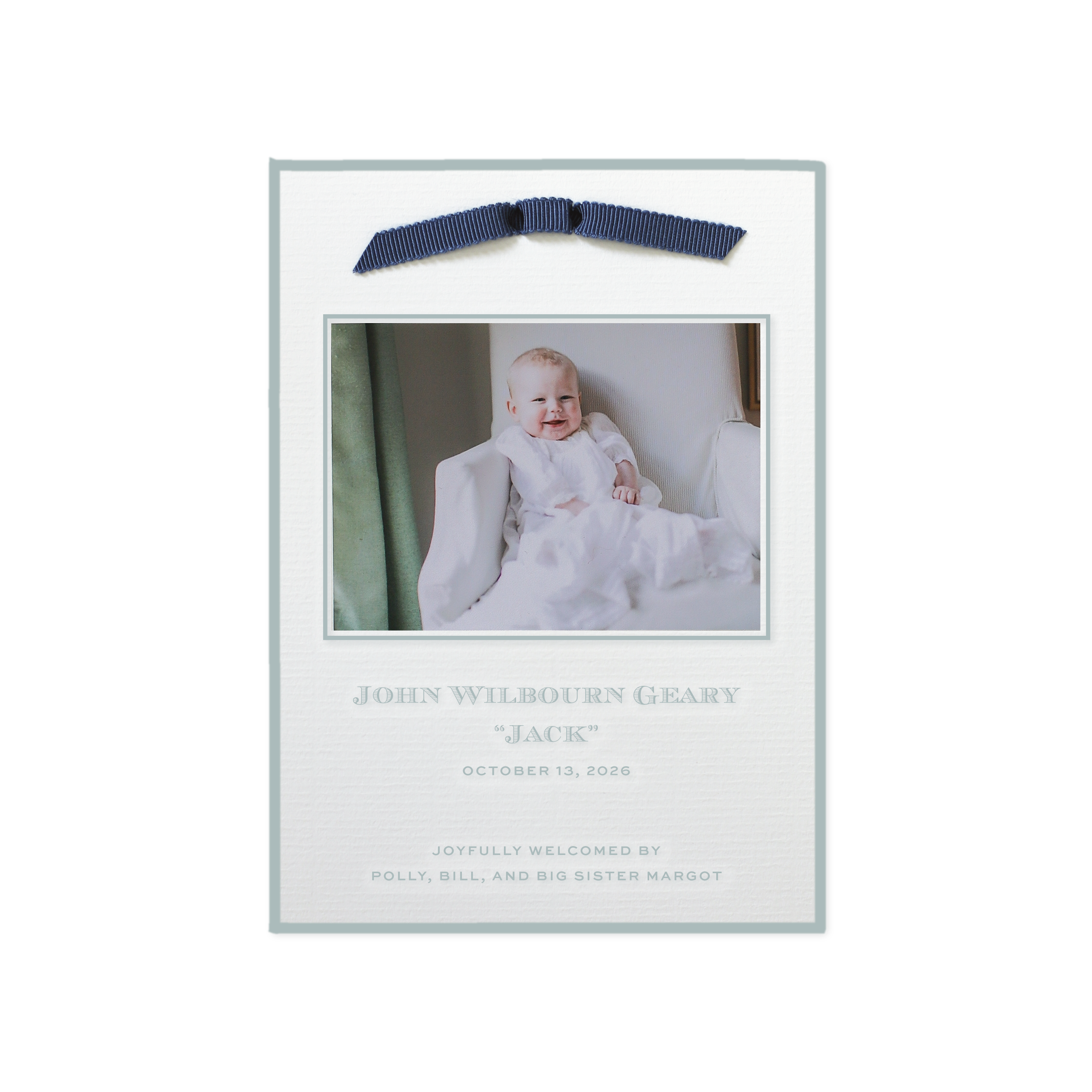 Heath Ribbon Photo Birth Announcement