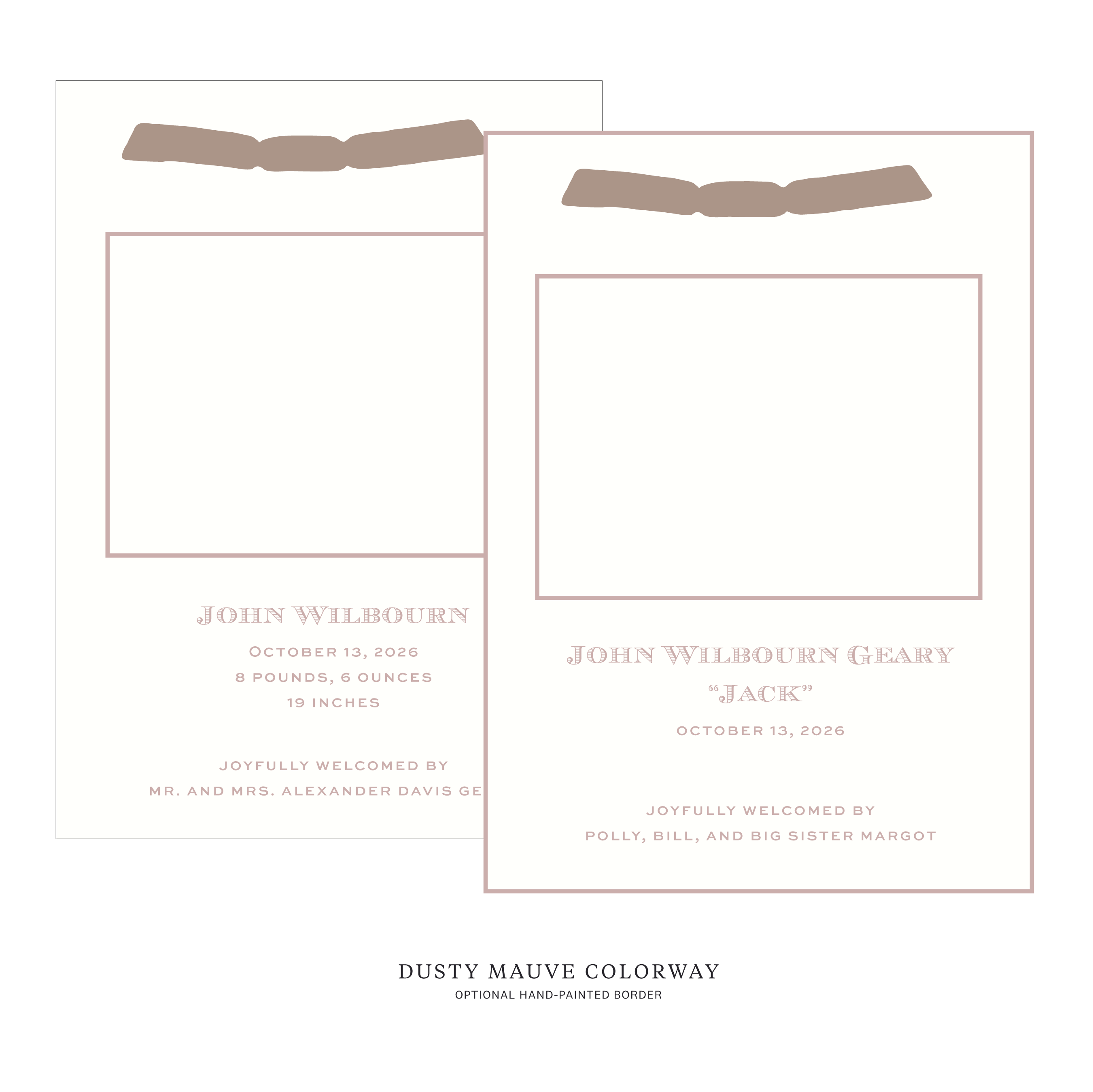 Heath Ribbon Photo Birth Announcement