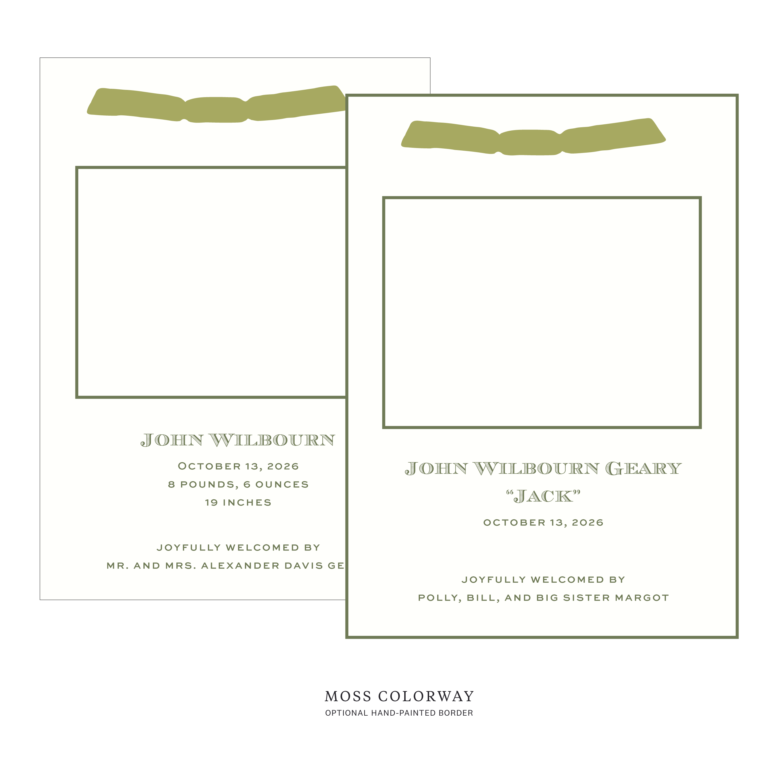 Heath Ribbon Photo Birth Announcement