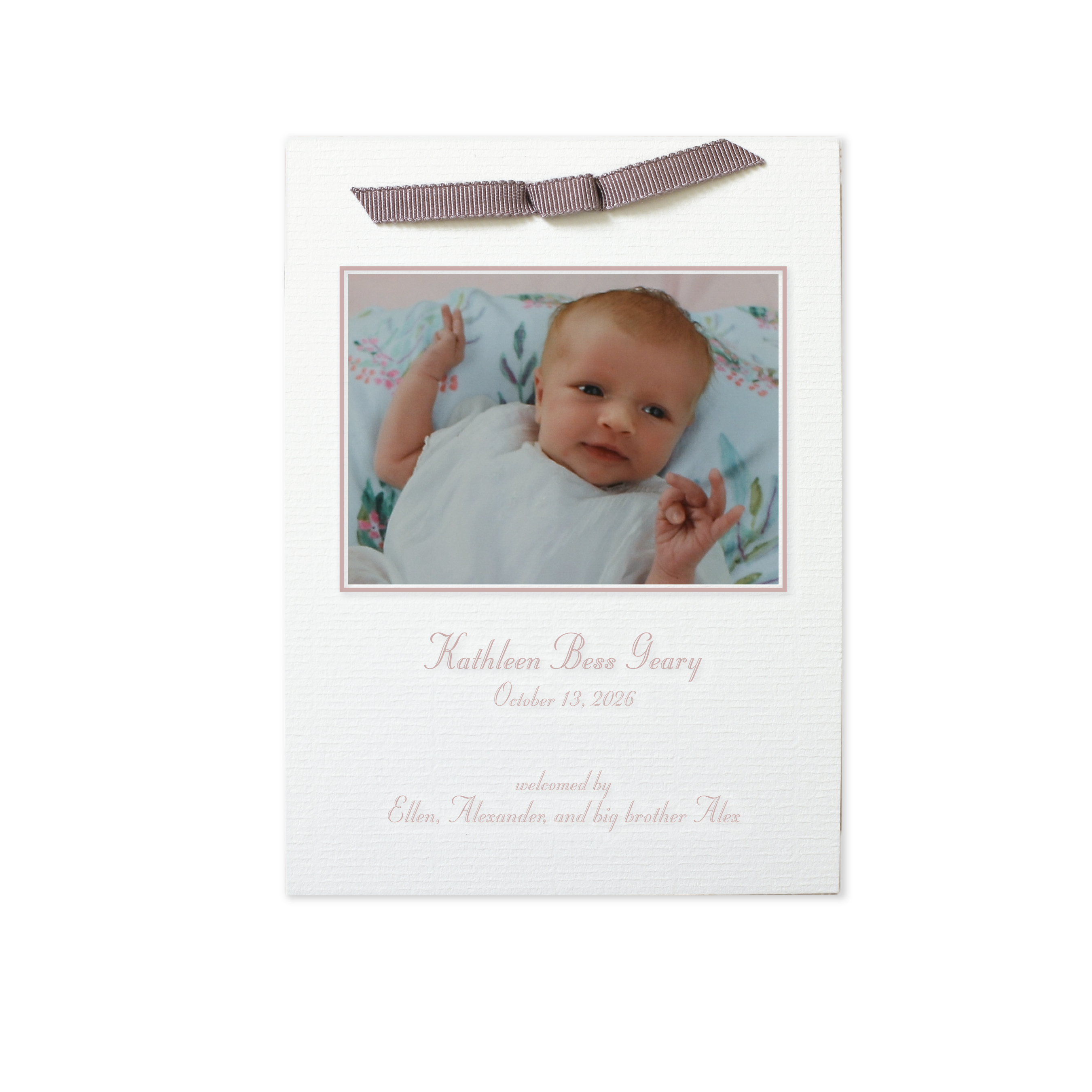 Mayfair Ribbon Photo Birth Announcement