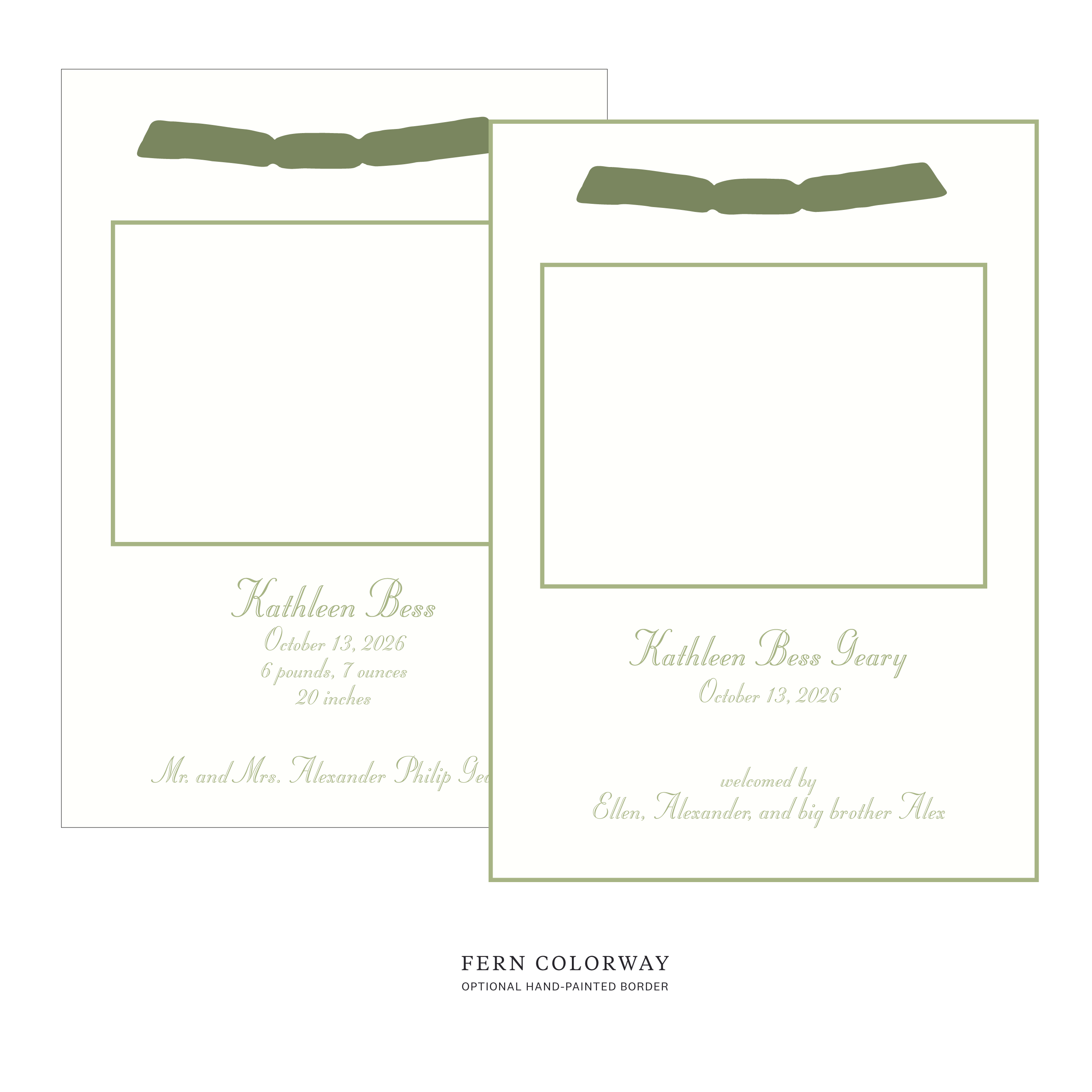 Mayfair Ribbon Photo Birth Announcement