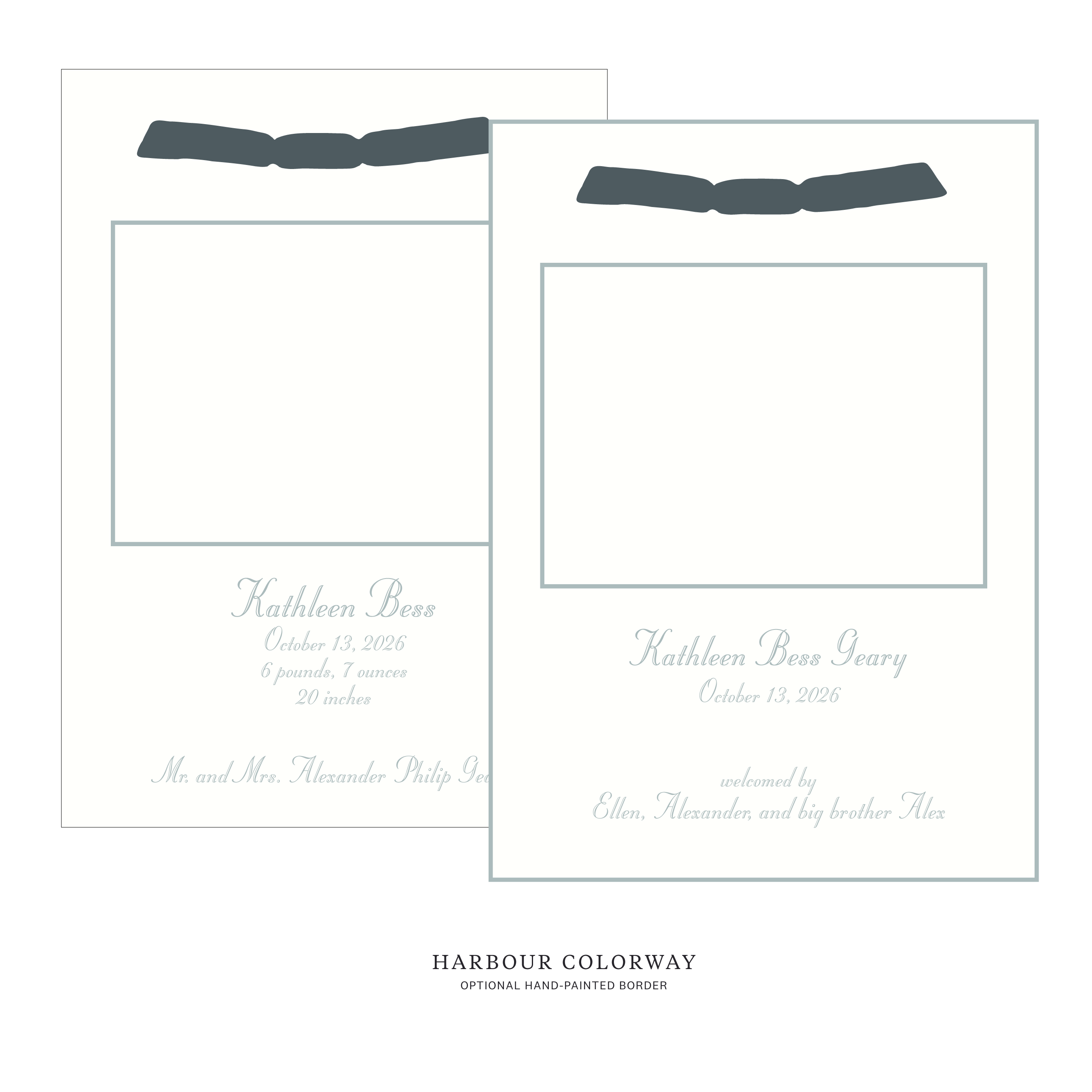 Mayfair Ribbon Photo Birth Announcement