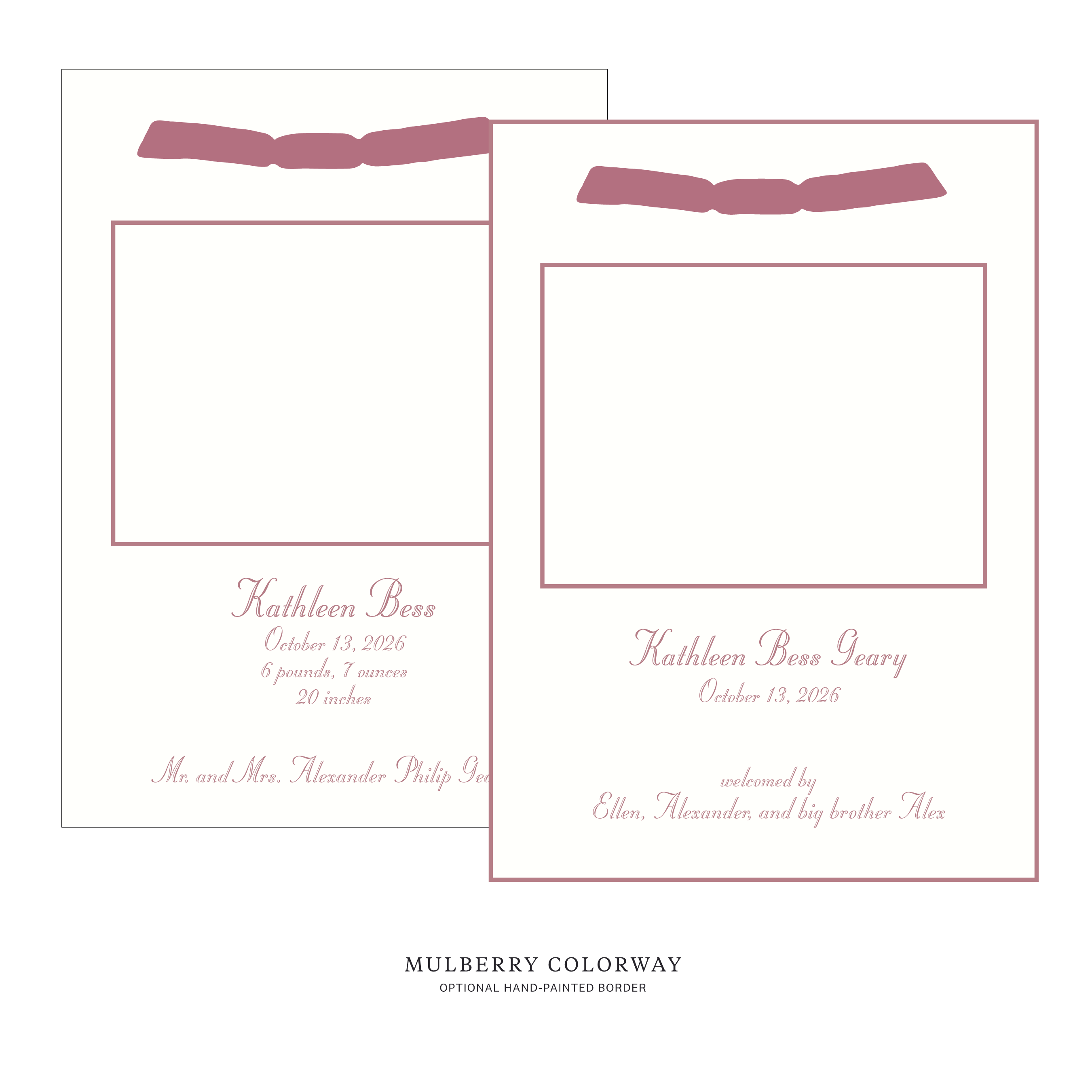 Mayfair Ribbon Photo Birth Announcement
