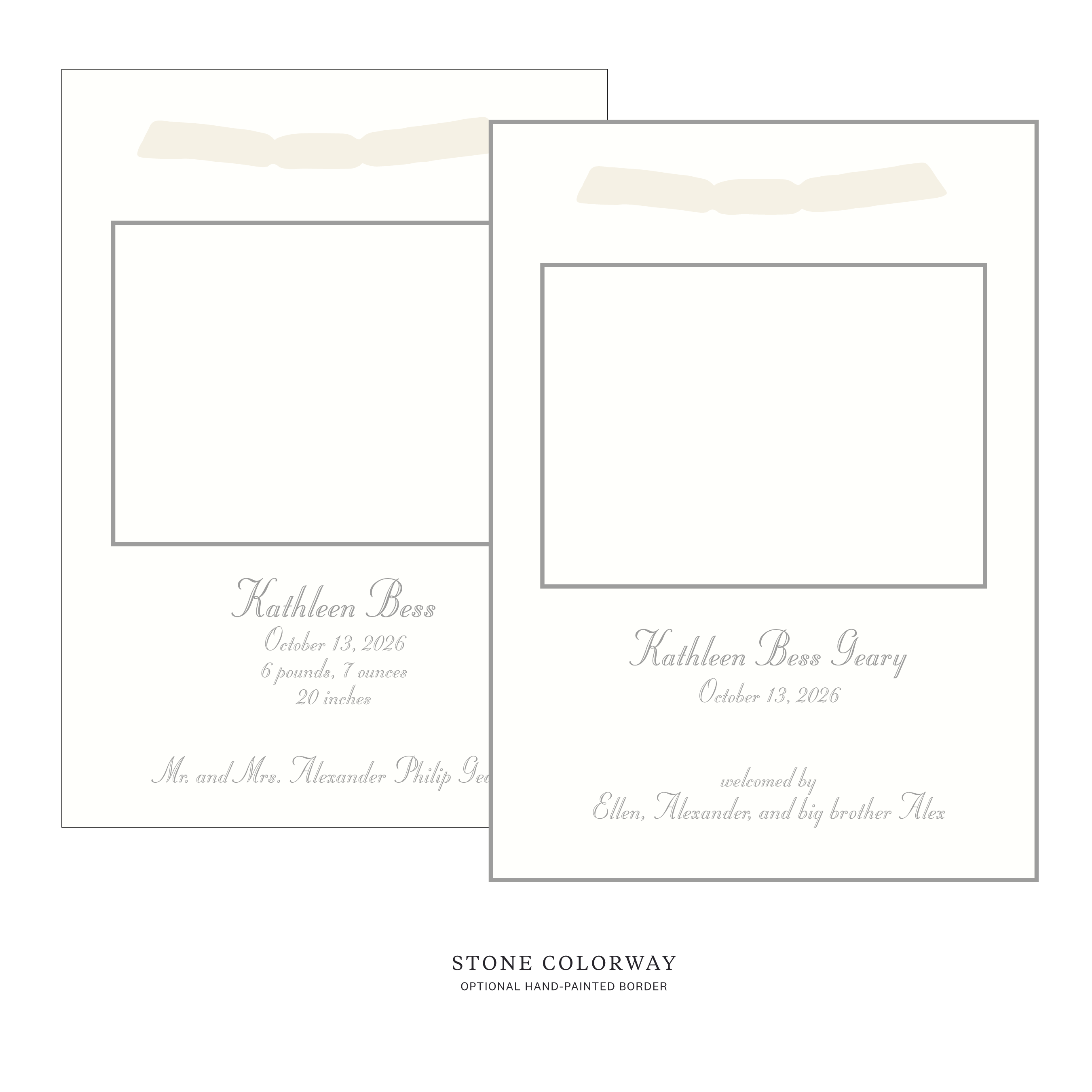 Mayfair Ribbon Photo Birth Announcement