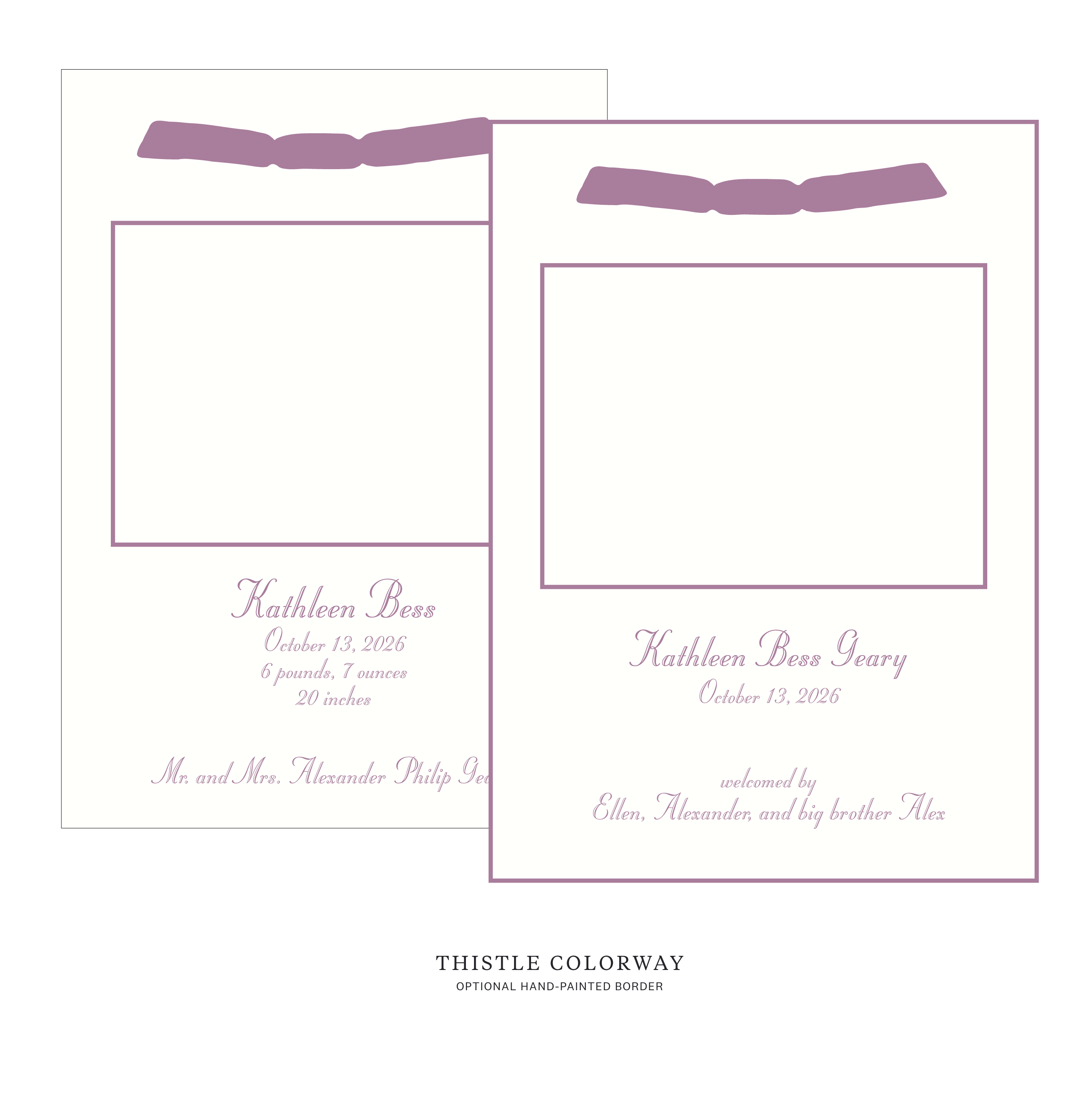 Mayfair Ribbon Photo Birth Announcement