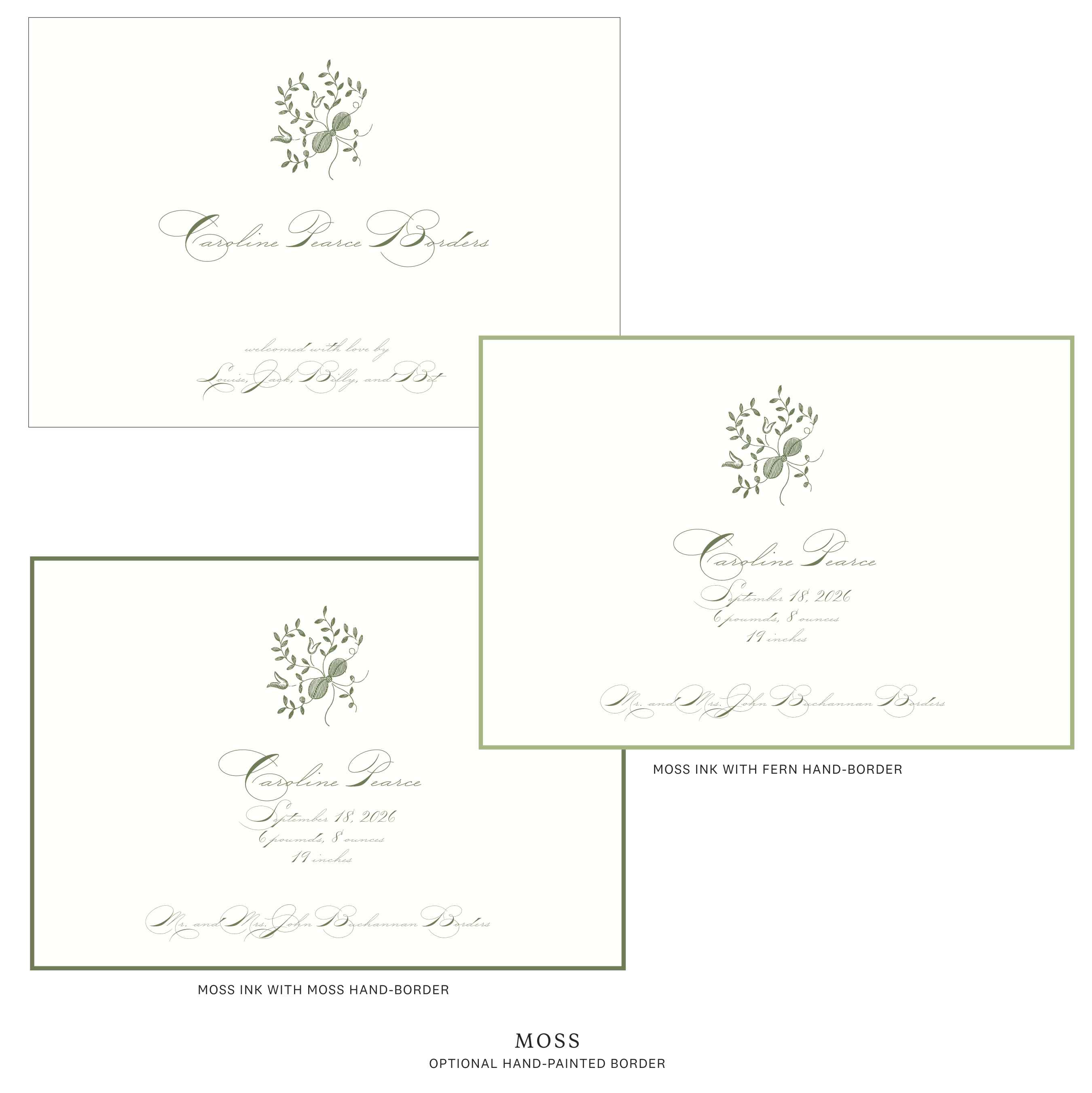 Primrose Motif Birth Announcement