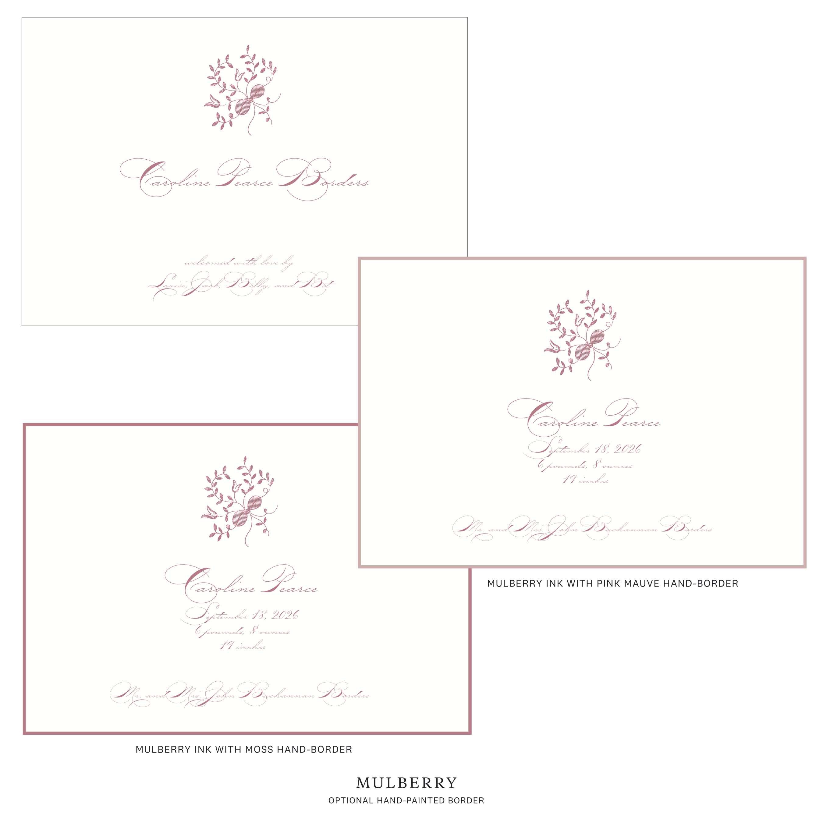 Primrose Motif Birth Announcement
