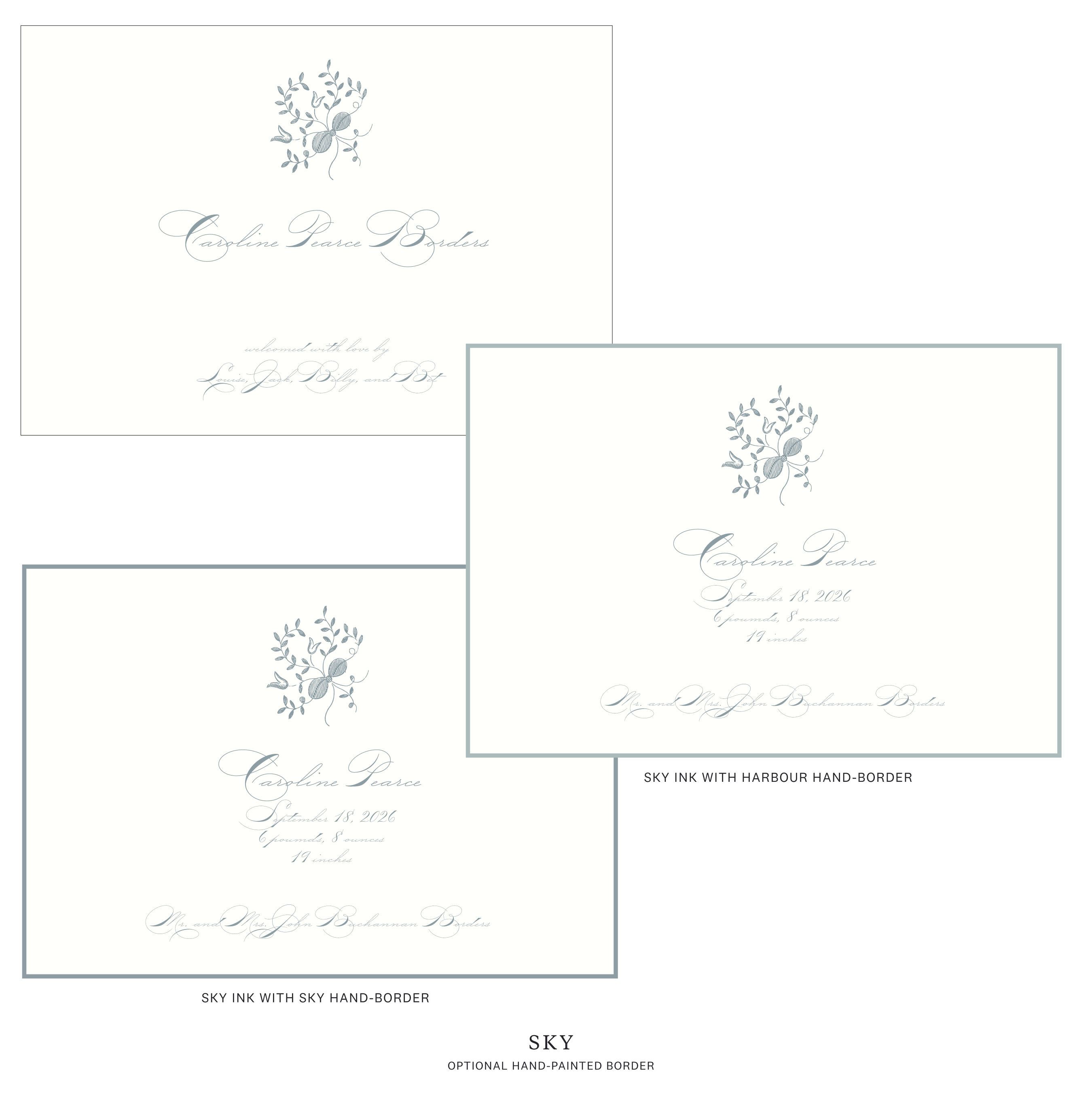 Primrose Motif Birth Announcement