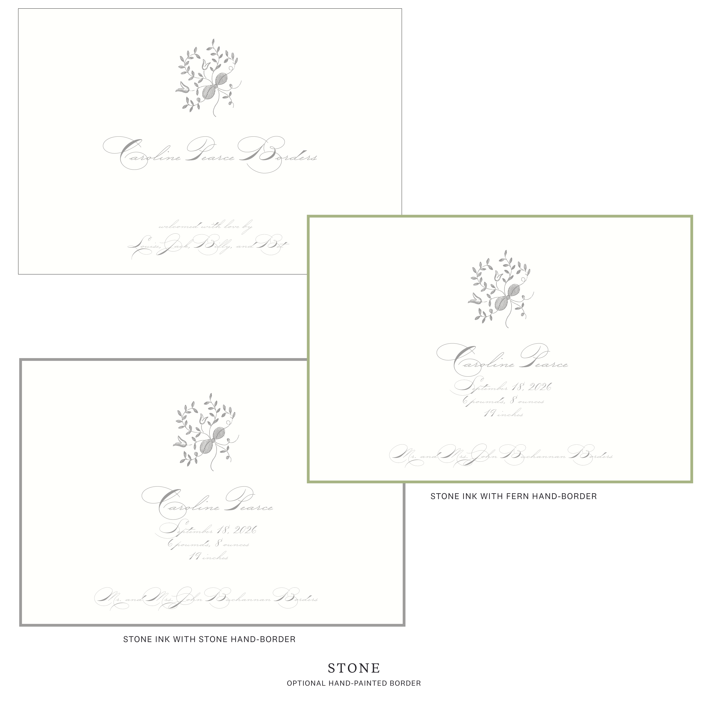Primrose Motif Birth Announcement