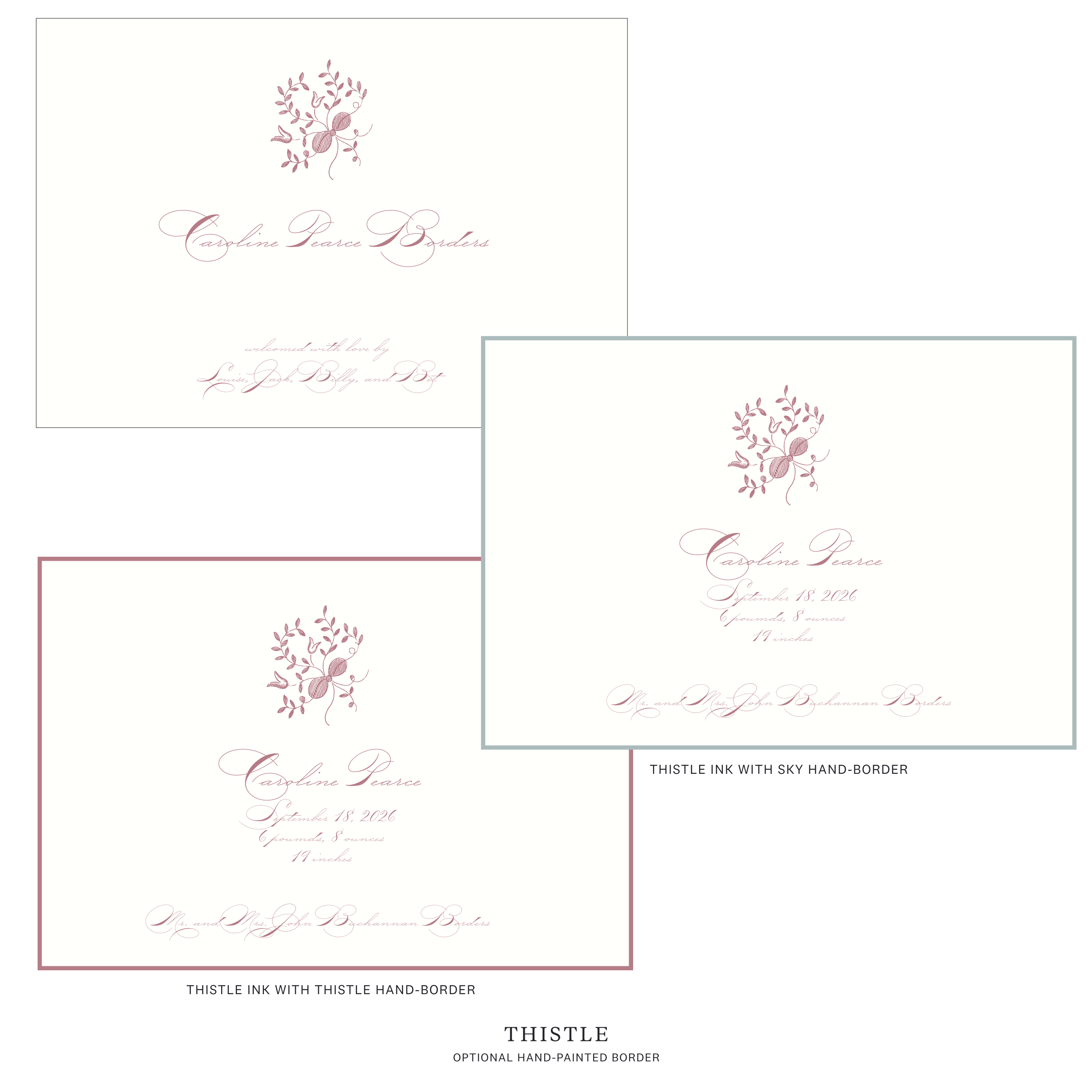 Primrose Motif Birth Announcement