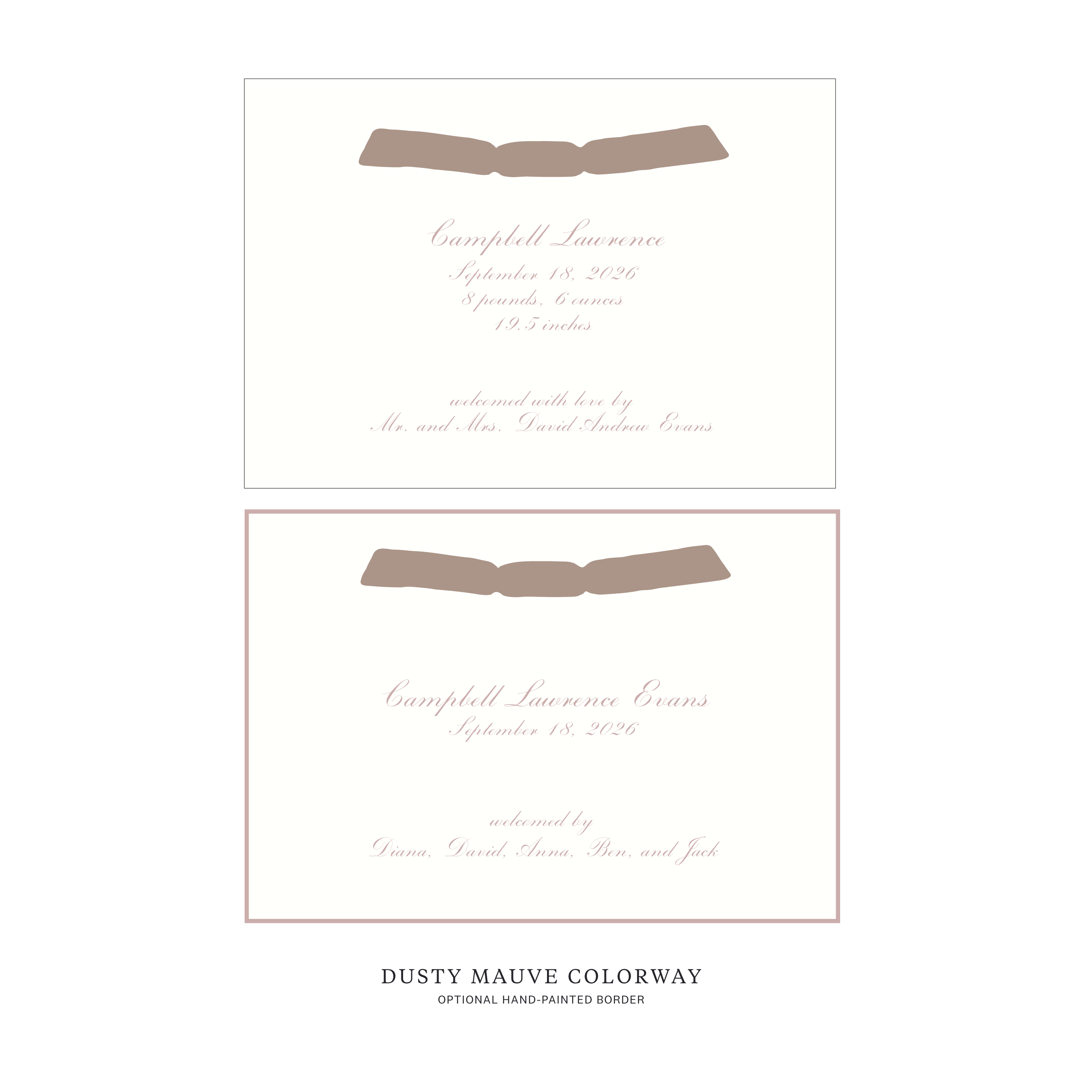 Surrey Ribbon Birth Announcement
