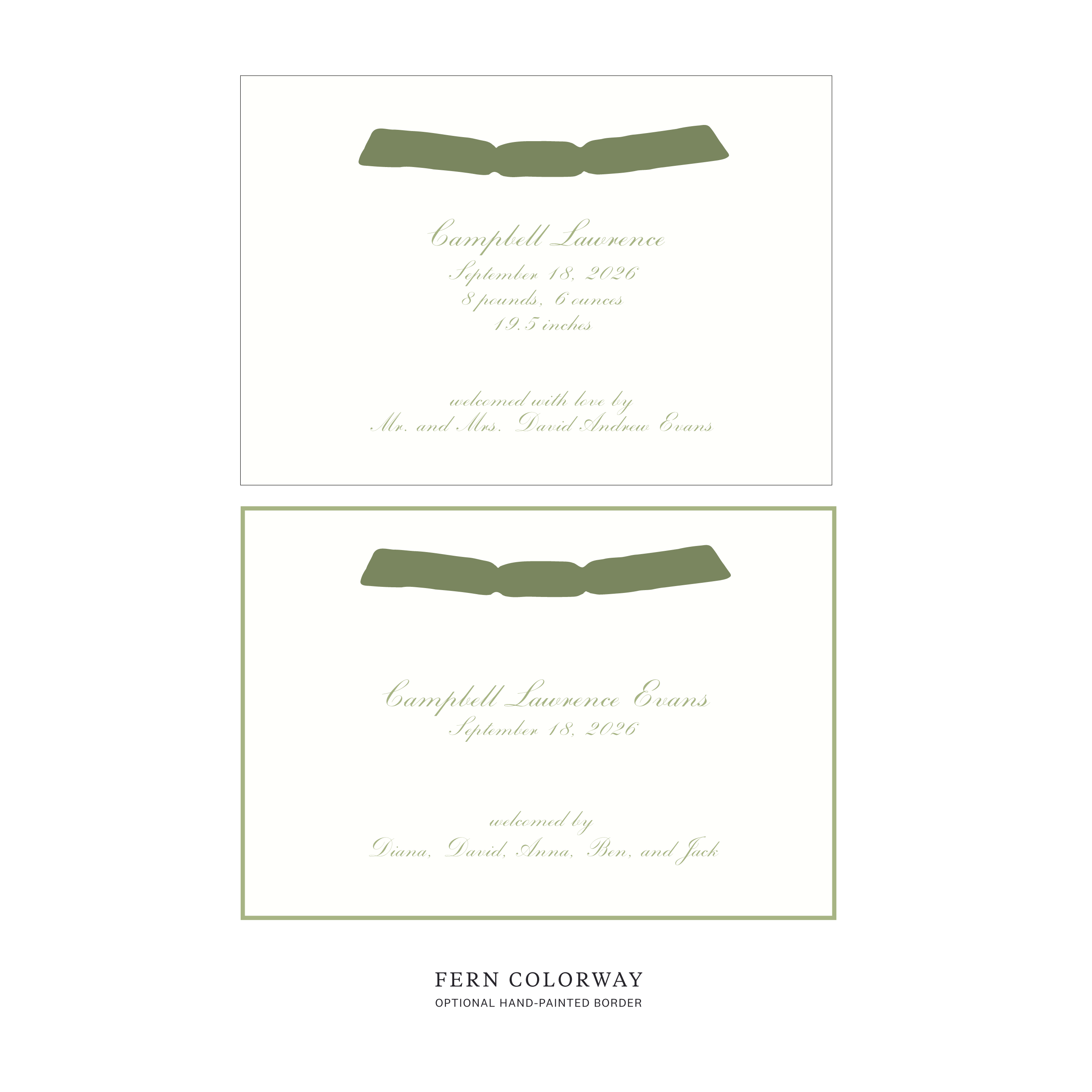 Surrey Ribbon Birth Announcement