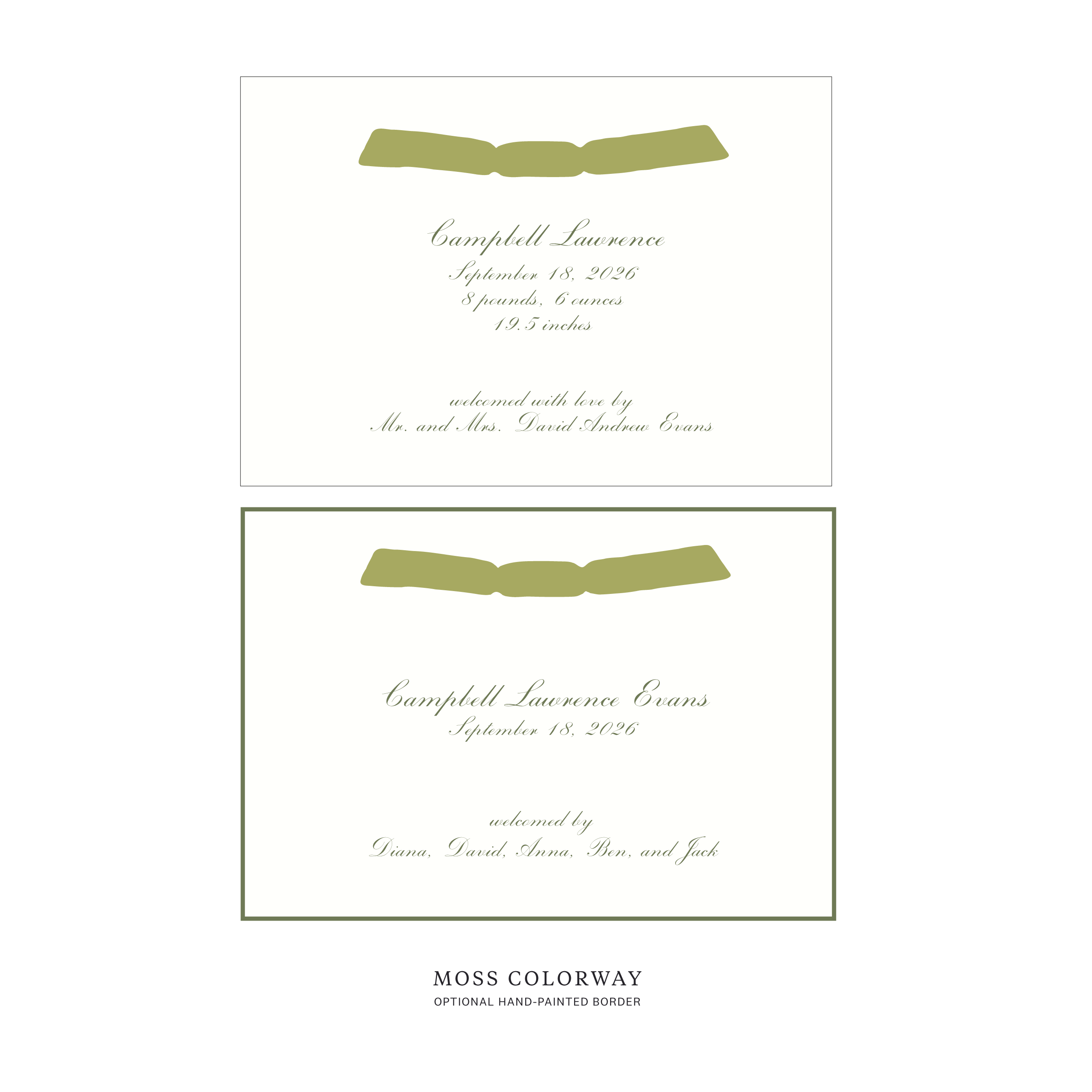 Surrey Ribbon Birth Announcement