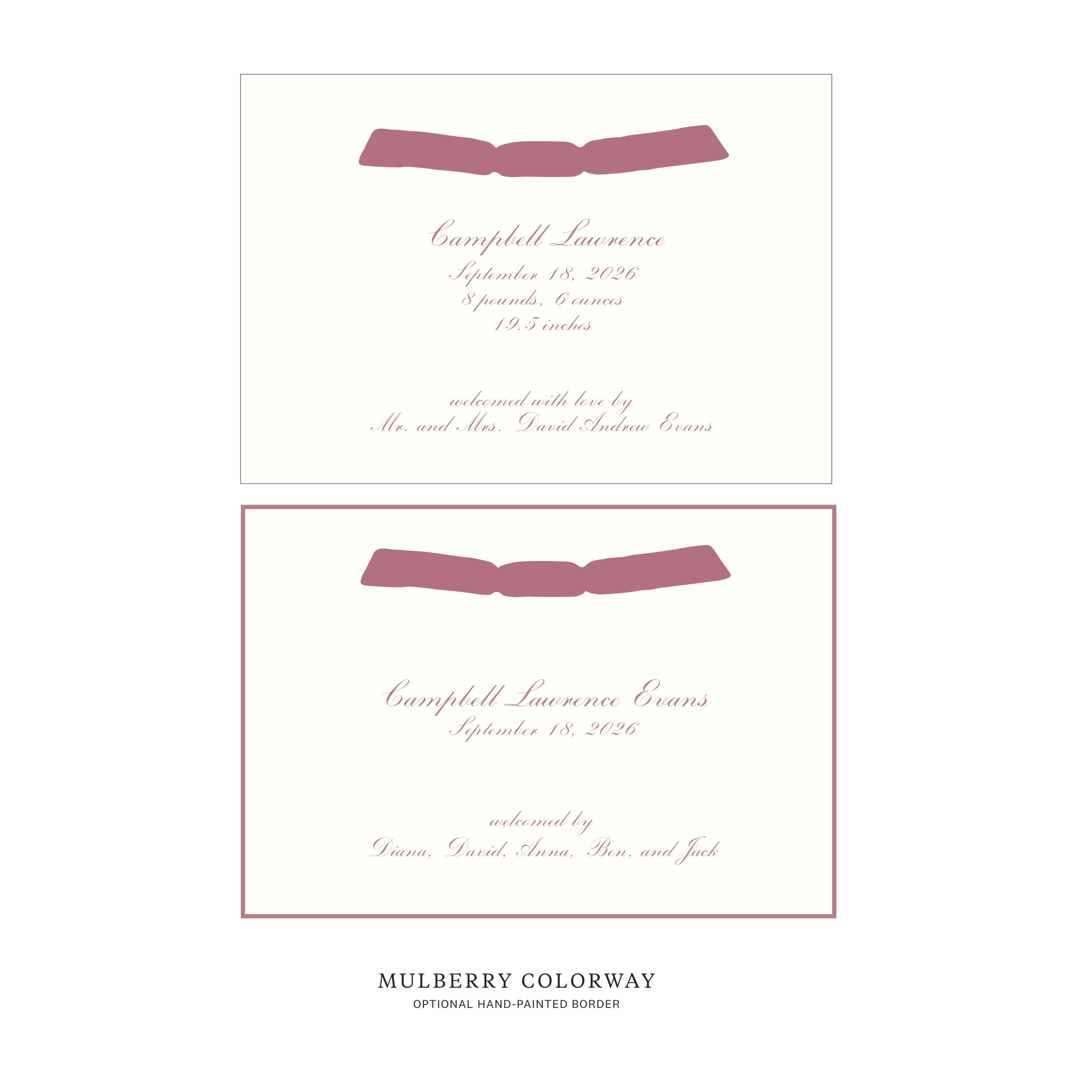 Surrey Ribbon Birth Announcement