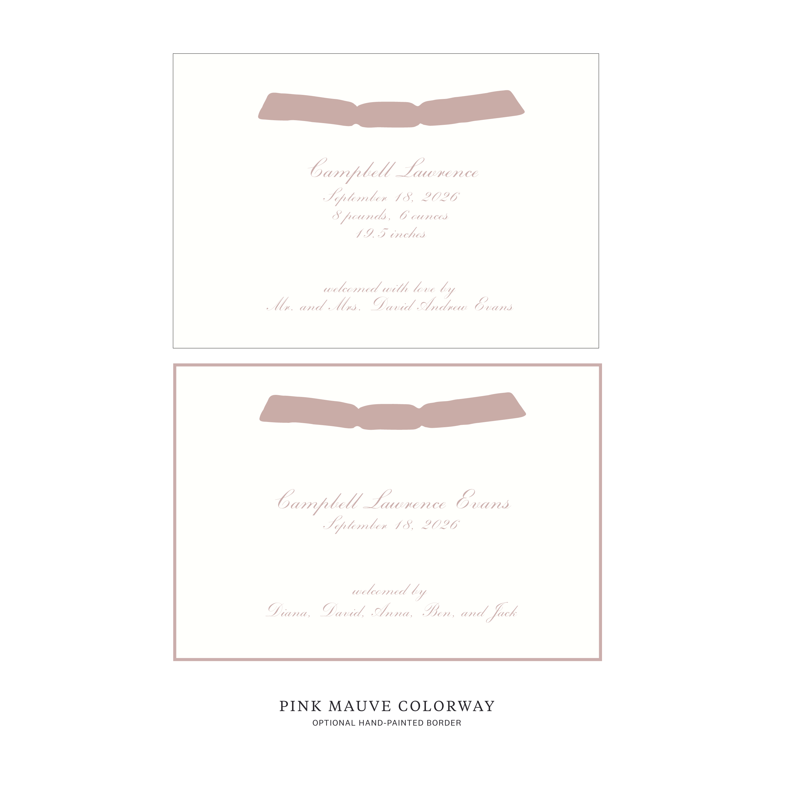 Surrey Ribbon Birth Announcement