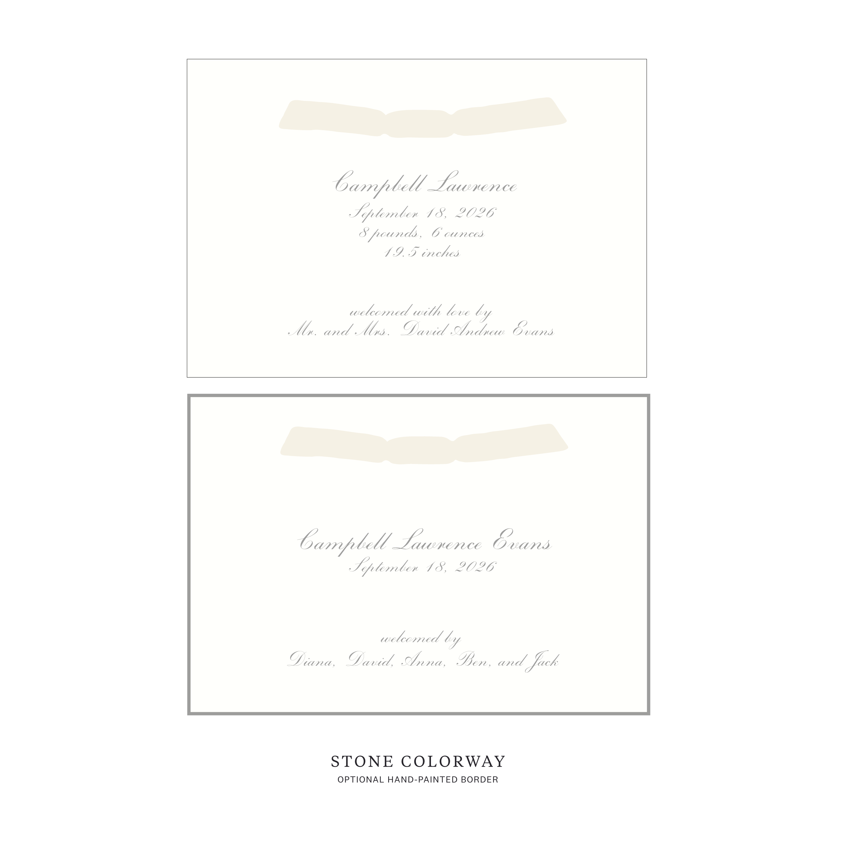 Surrey Ribbon Birth Announcement