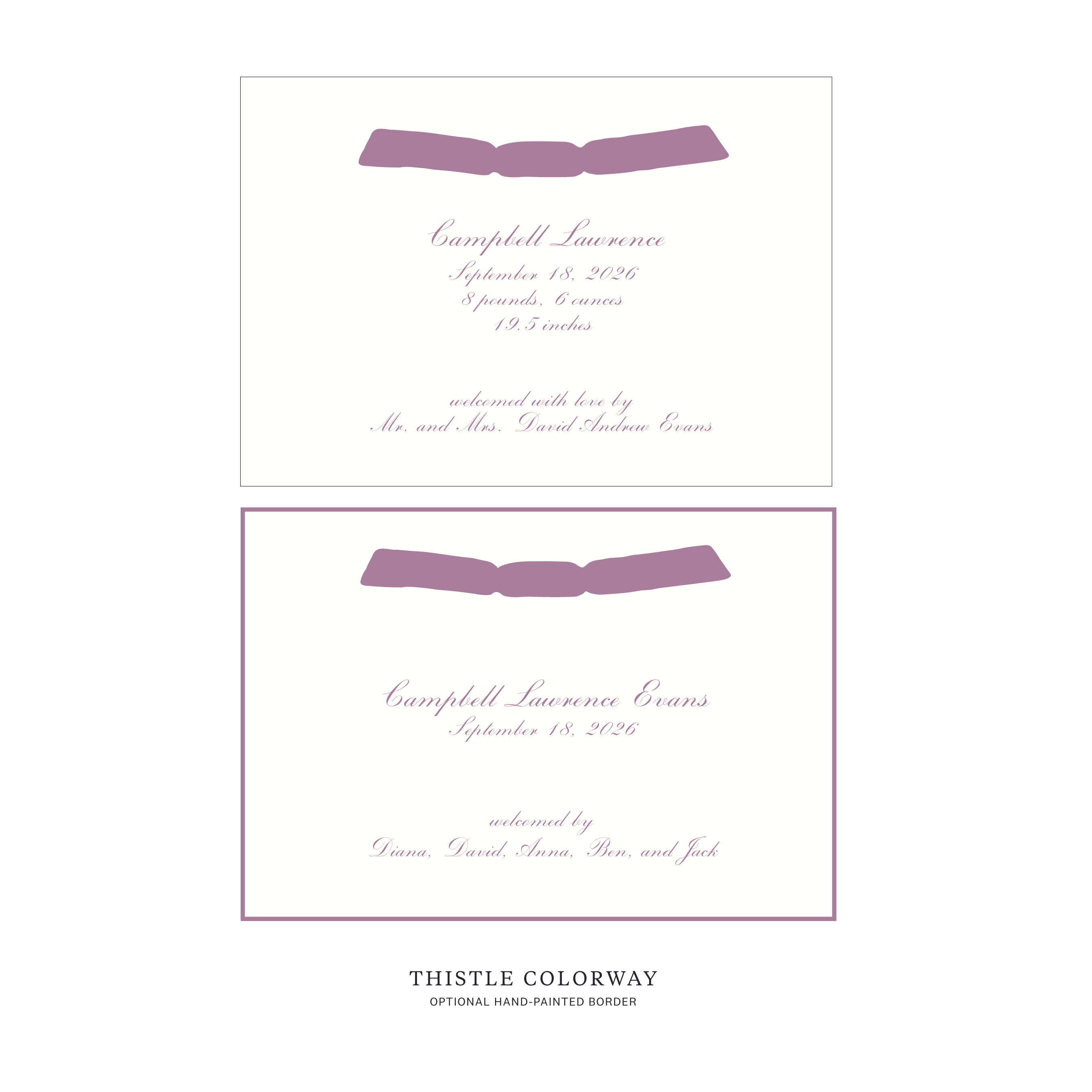 Surrey Ribbon Birth Announcement