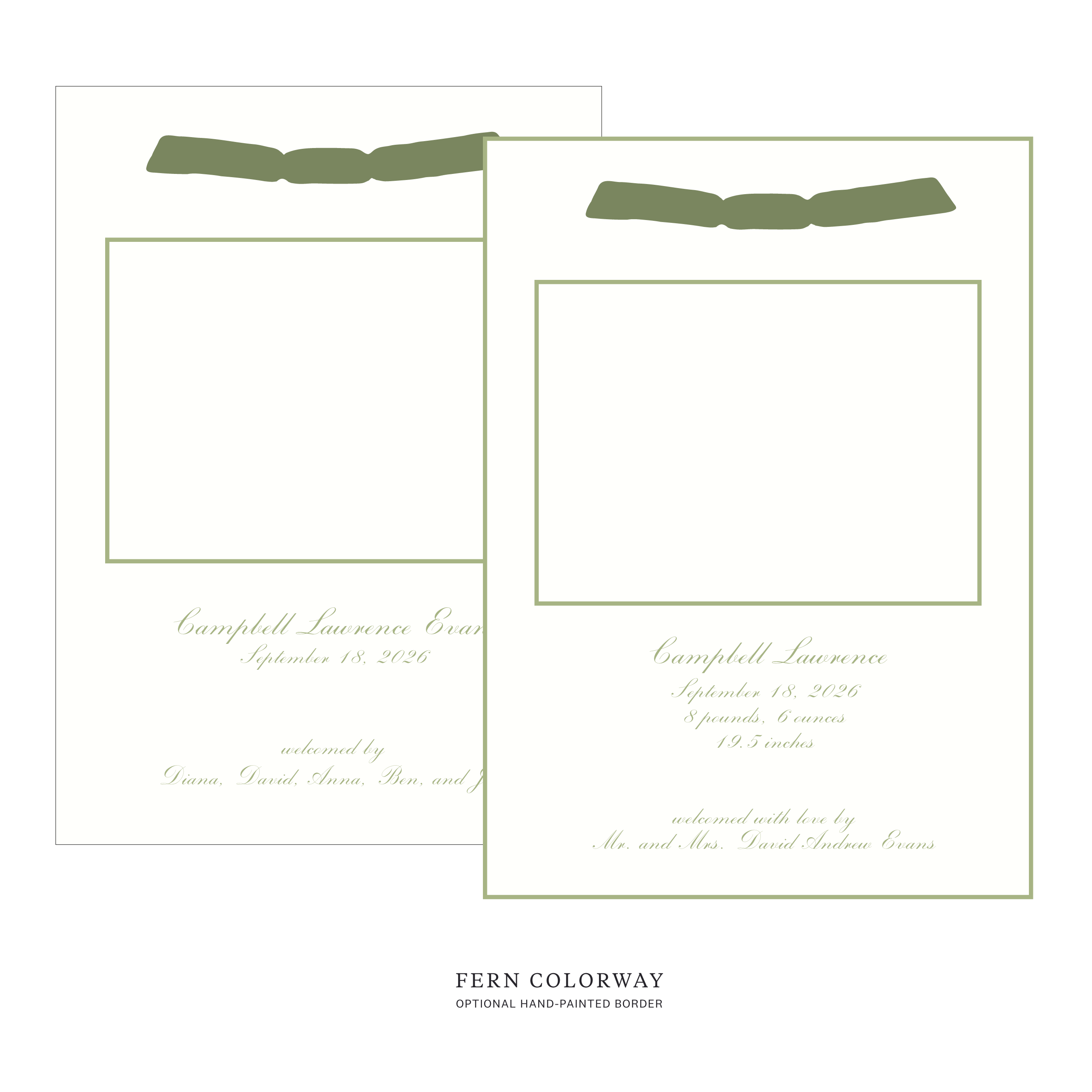 Surrey Ribbon Photo Birth Announcement