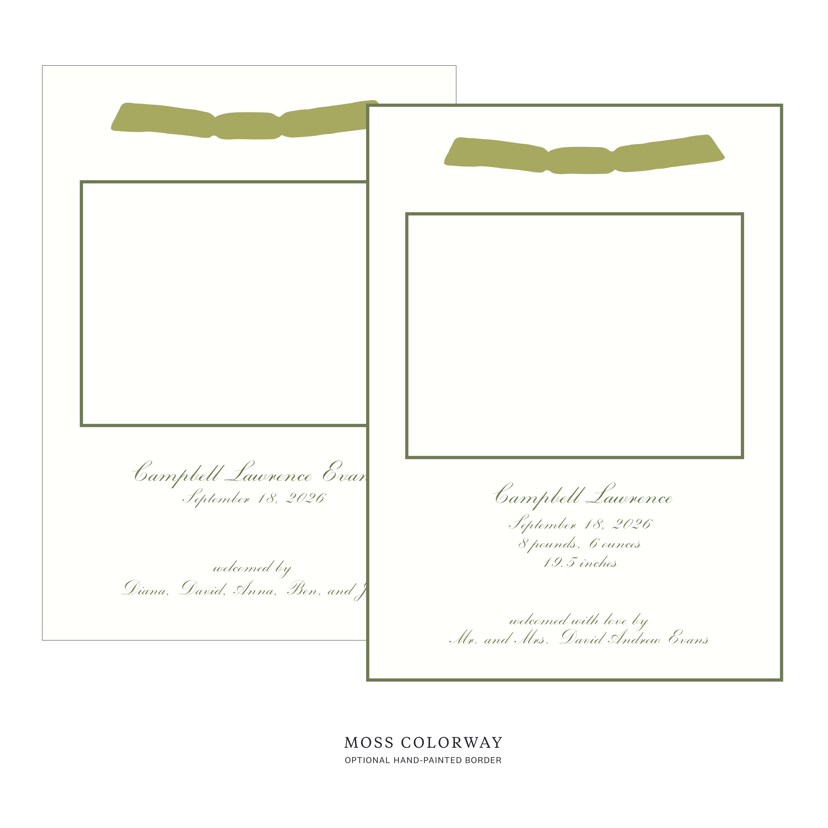 Surrey Ribbon Photo Birth Announcement