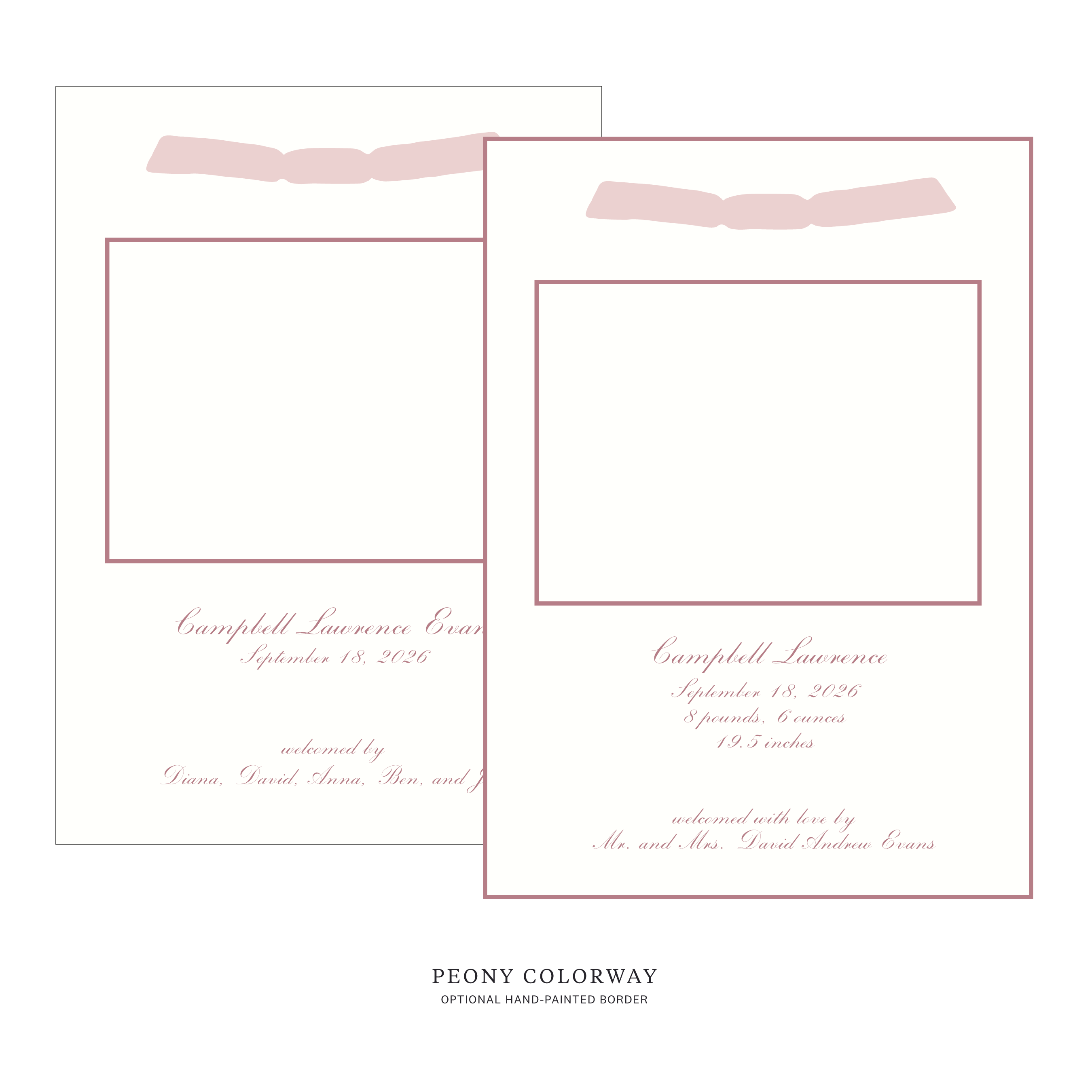 Surrey Ribbon Photo Birth Announcement
