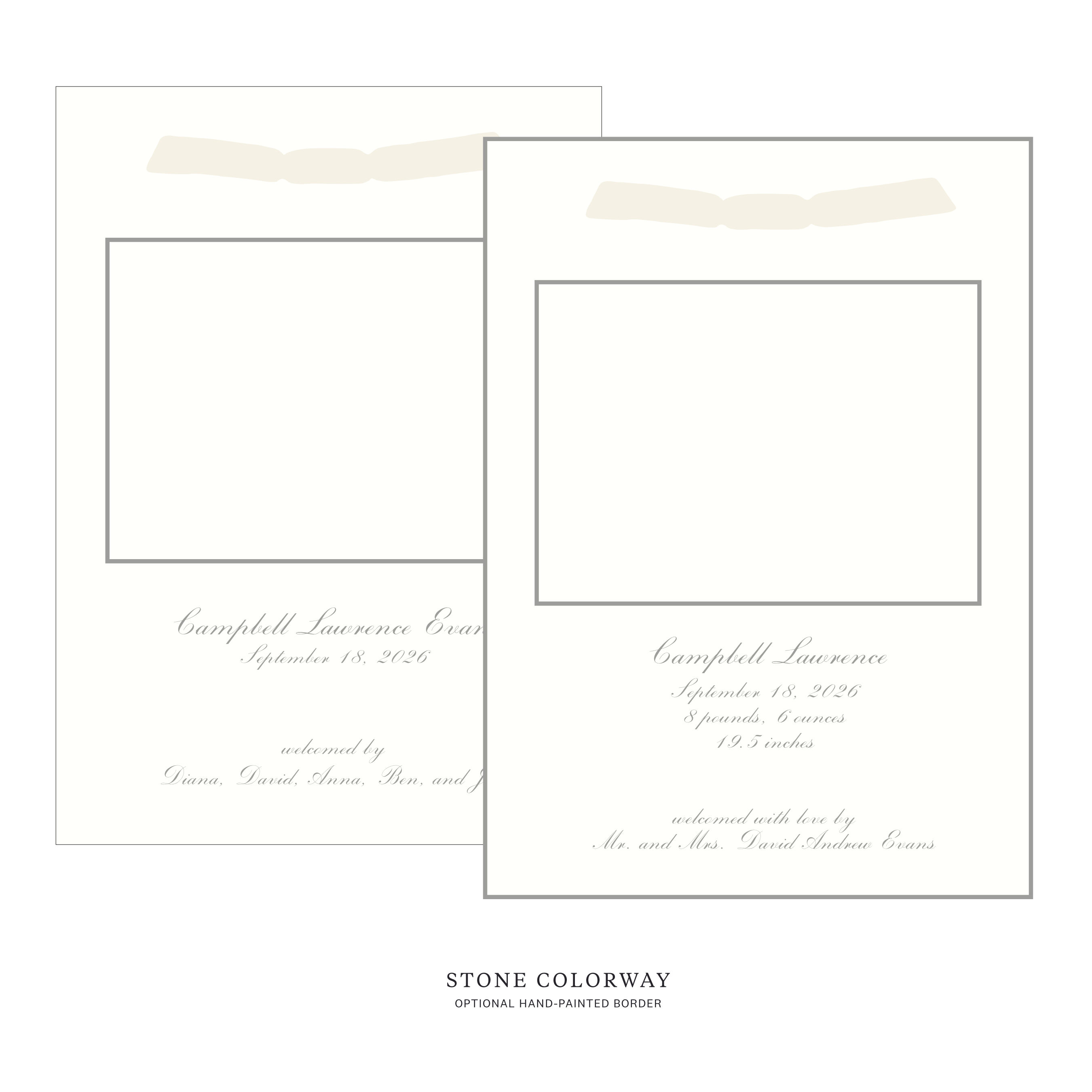 Surrey Ribbon Photo Birth Announcement